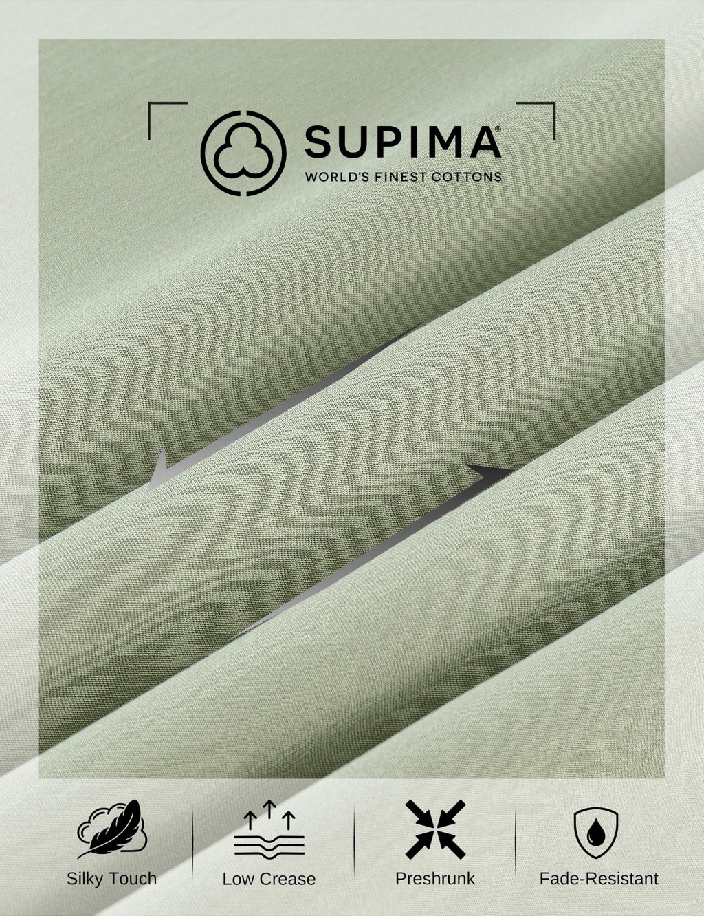 Supima® Mercerised Cotton Crew Neck T-Shirts for Men - Sage Green - X-Large | Soft Lustrous Regular Fit - 5.6oz Lightweight, Durable Extra-Long Staple Cotton - True to Size Smooth Skin Feel