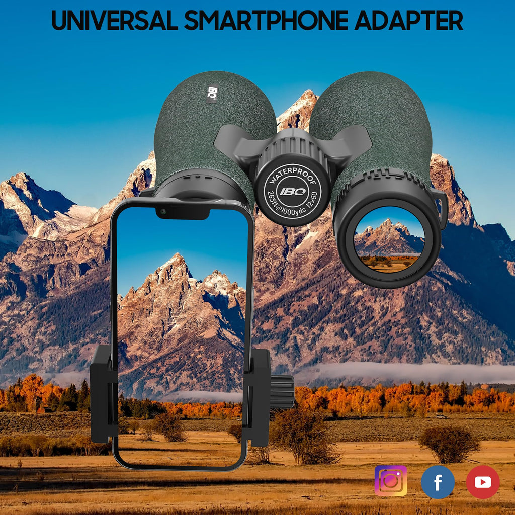 12x50 UHD Binoculars for Adults High Powered with Upgraded Phone Adapter - Large View, Lightweight, IPX7 Waterproof - Binoculars for Hunting Bird Watching Travel Cruise