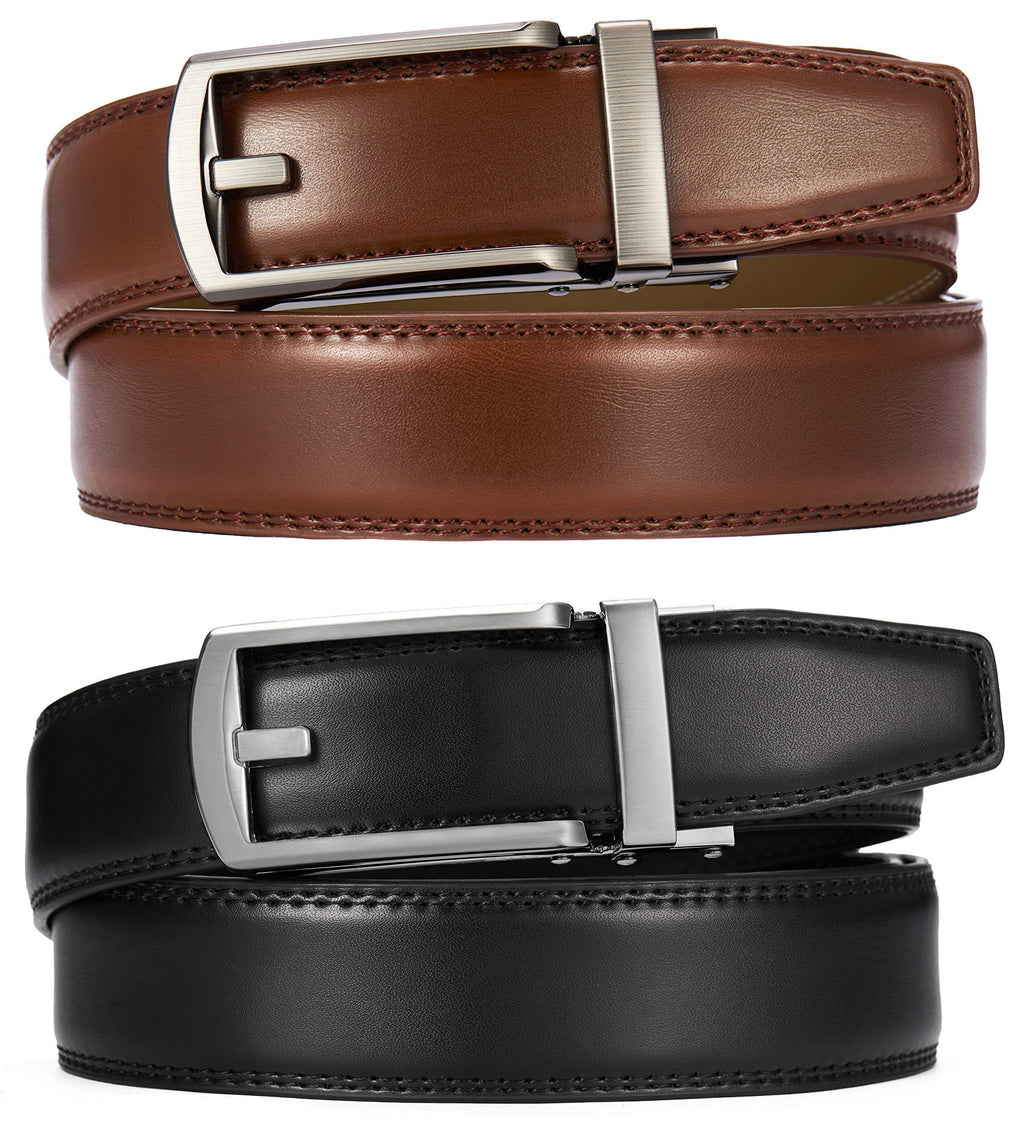 CHAOREN Click Belt for Men 2 Pack - Mens Dress Belt 1 1/4" in Packing Box - Design Belt Meet Almost Any Outfit and Occasion