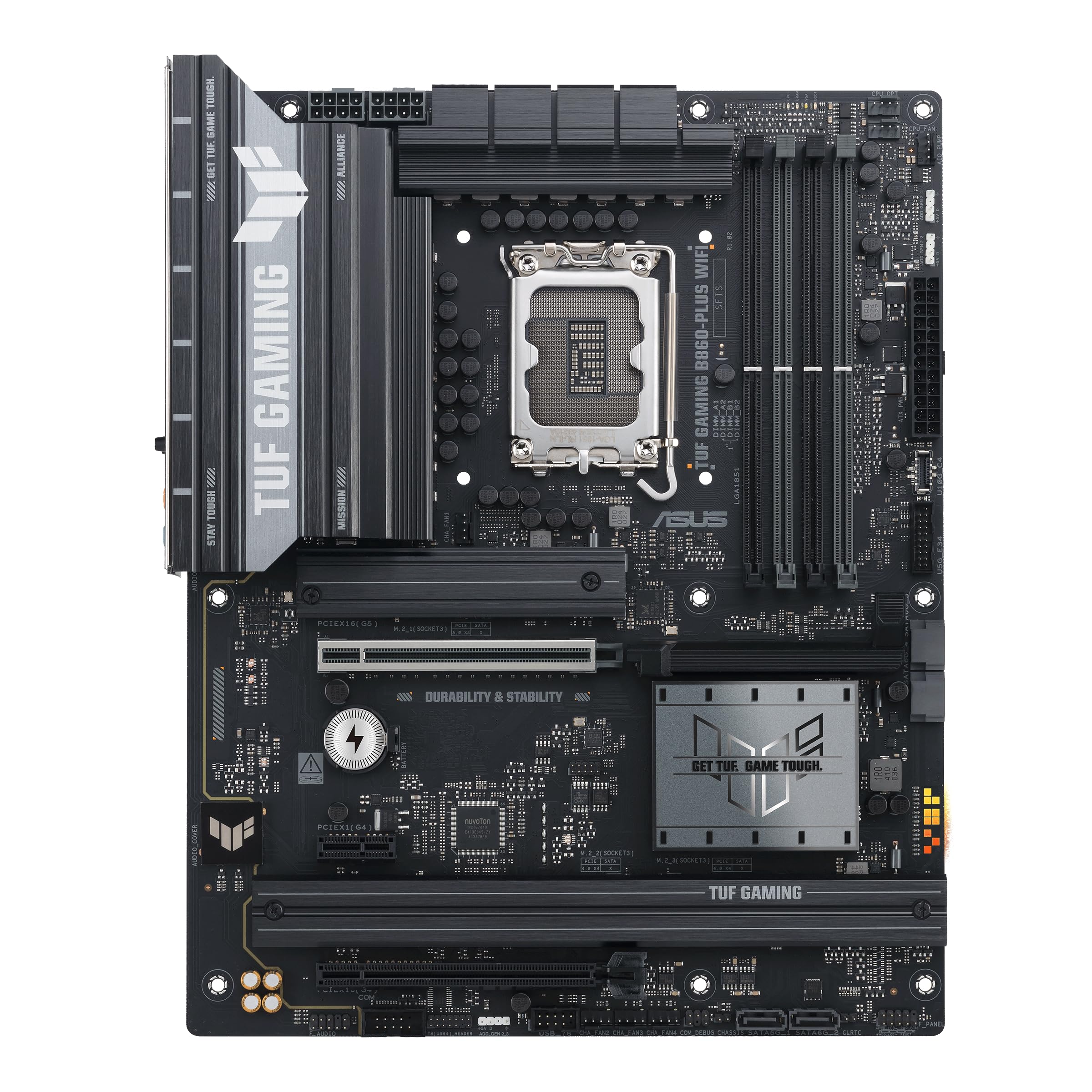 ASUS TUF Gaming B860-PLUS WiFi B860 LGA 1851 ATX Motherboard, Intel® Core™ Ultra Series 2 Ready, Advanced AI PC-Ready, 12+1+2+1 Stages, DDR5,PCIe 5.0, 3X M.2, Wi-Fi 7, 2.5Gb LAN, USB 20Gbps Type-C®