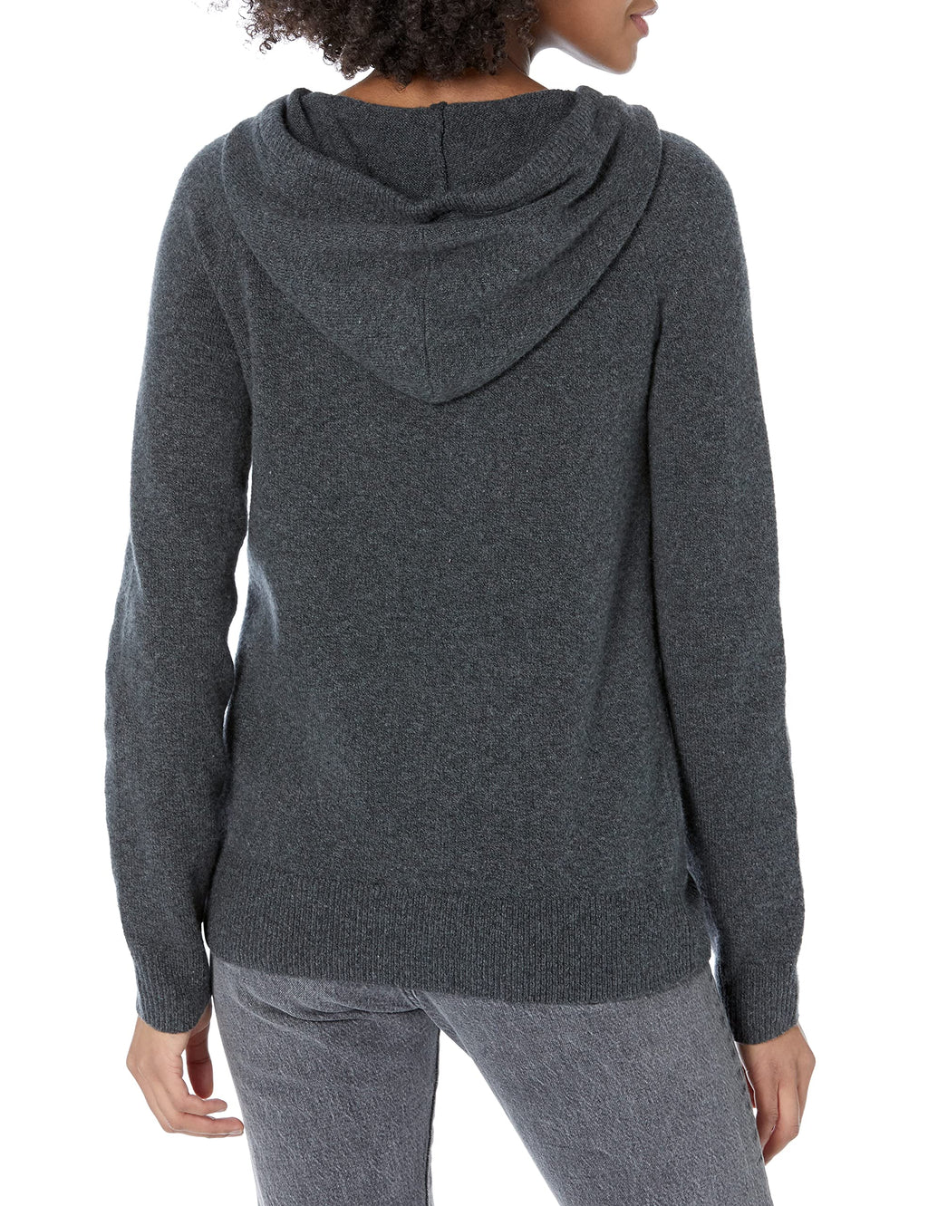 Amazon Essentials Women's Long Sleeve Soft Touch Hooded Pullover Sweater, Charcoal Heather, Large