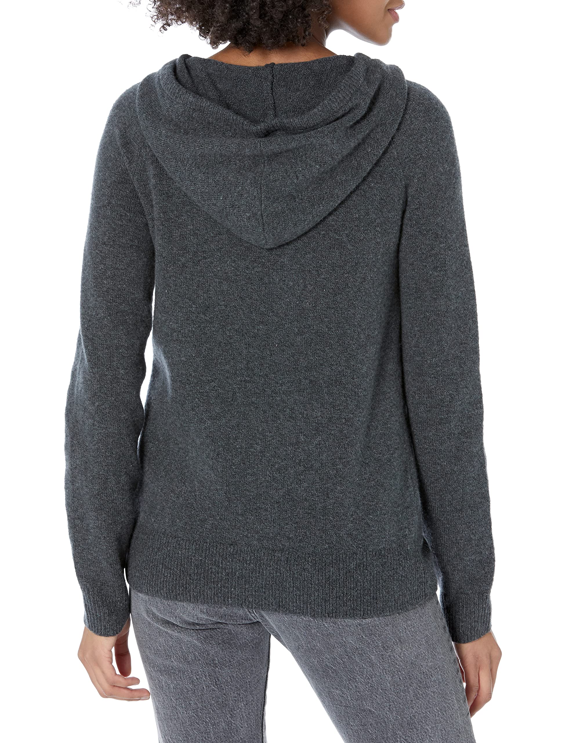 Amazon Essentials Women's Long Sleeve Soft Touch Hooded Pullover Sweater, Charcoal Heather, Large
