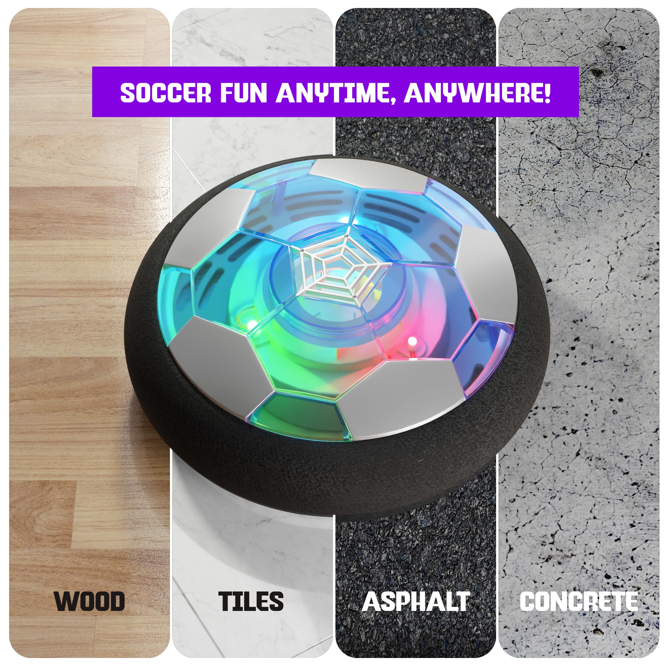 Ninja Blast Hover Soccer Light-Up Ball, Birthday Gift for Boys, Indoor Toy Games, Kids Gifts for Age 5, 6, 7, 8, 9, 10, 11, 12 Years Old, Boy Toys for Age 3 Years and Up.