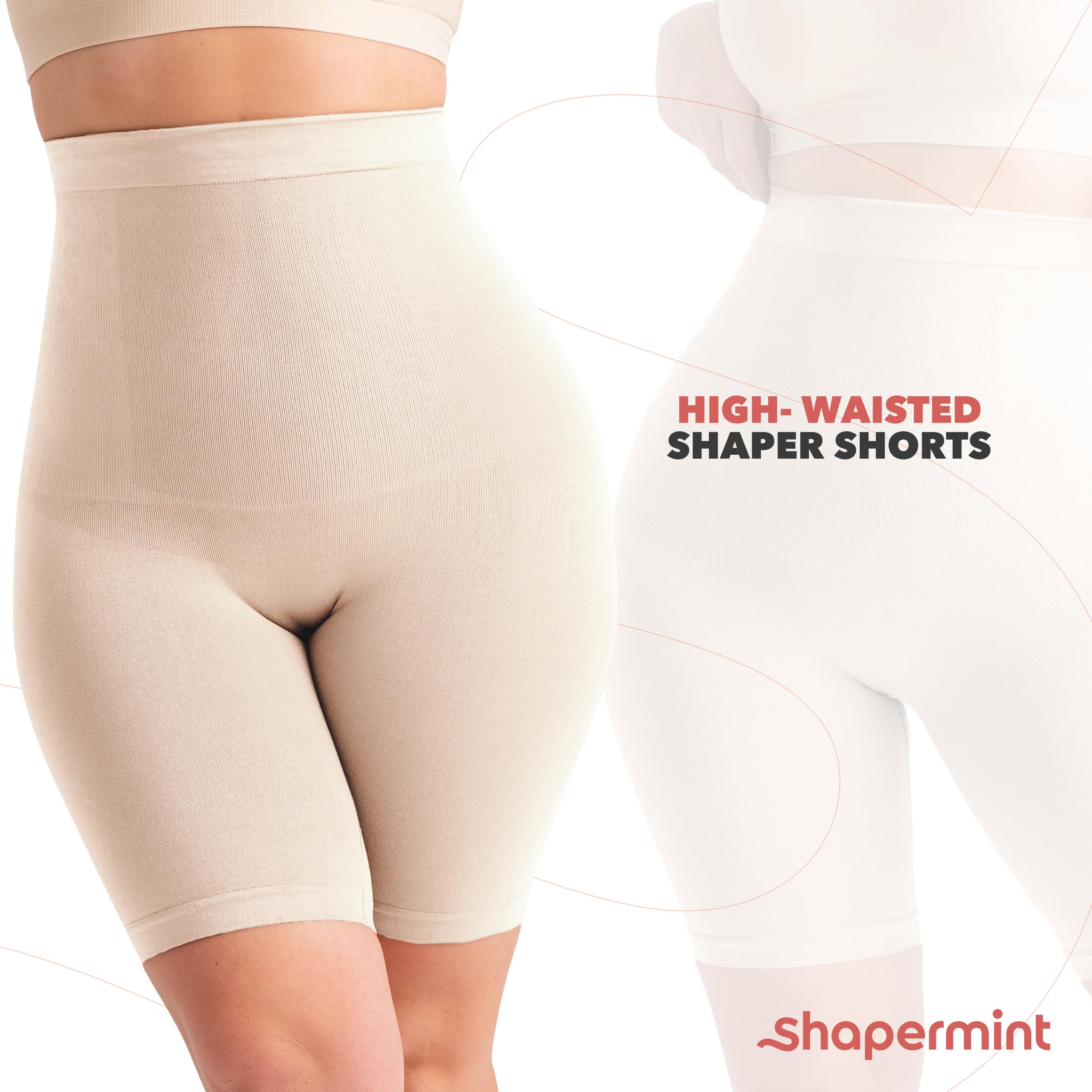 SHAPERMINT Shapewear for Women - High-Waisted Shapewear Tummy Control Shorts, Thigh Slimmer, Underwear for Women Nude