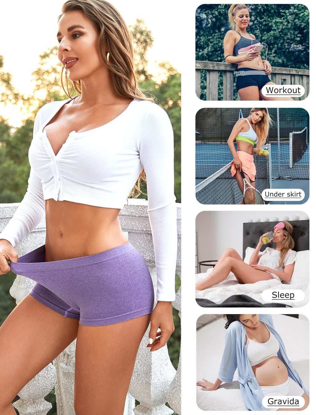 Sth Big Womens Boyshorts Underwear Seamless Boxer Briefs Full Coverage Soft Stretch Boxer Shorts For Women 4 Pack