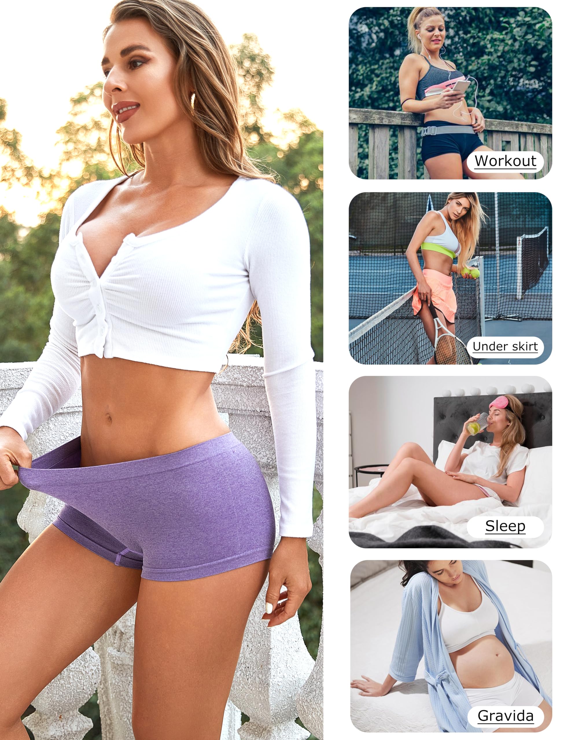 Sth Big Womens Boyshorts Underwear Seamless Boxer Briefs Full Coverage Soft Stretch Boxer Shorts For Women 4 Pack