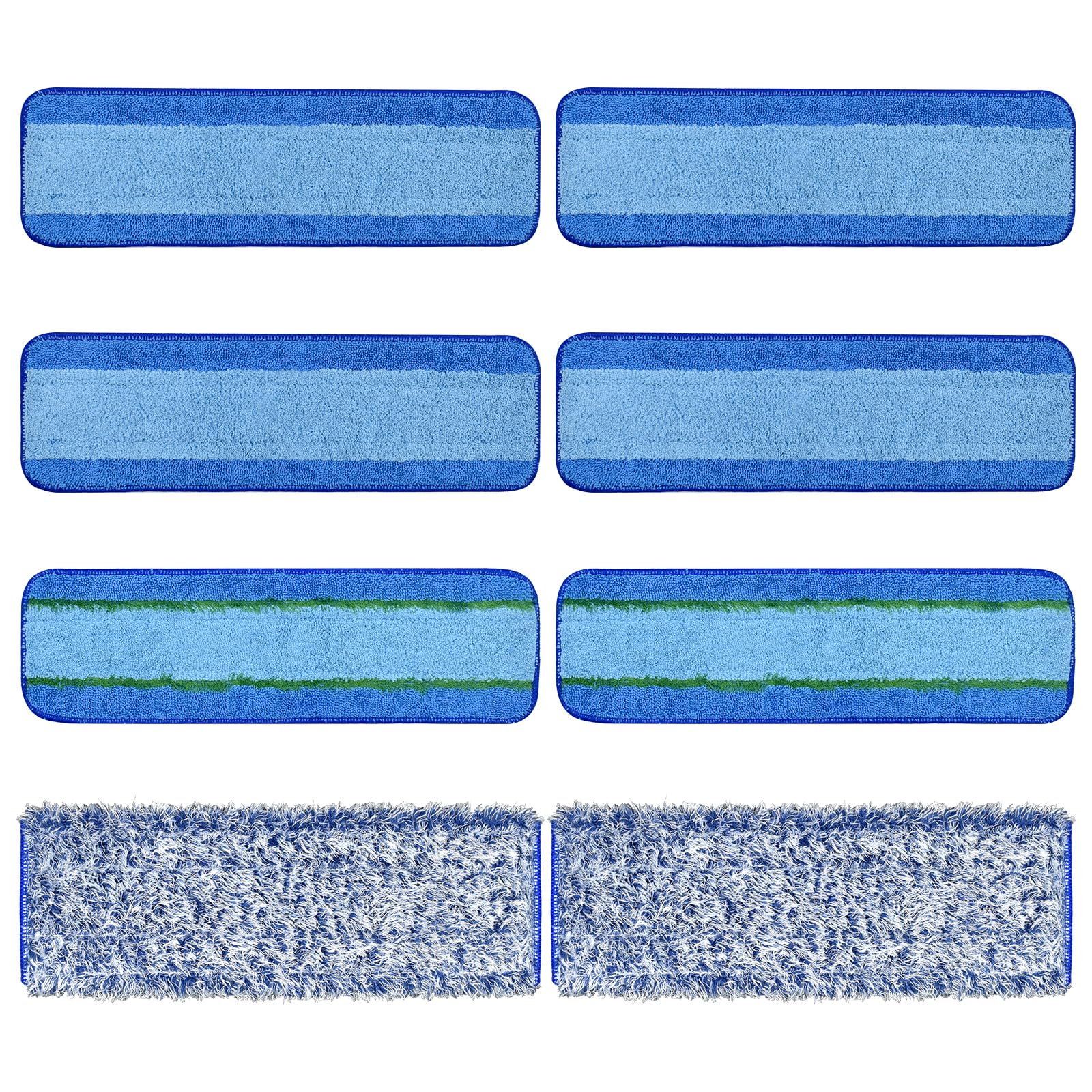 8 Pack Microfiber Cleaning Pad for Bona Mop Hardwood & Hard Surface Floors Dry and Wet Floor Cleaning - Includes 4 Microfiber Cleaning Pad, 2 Deep Clean Pads and 2 Dusting Pad - Dual Zone Cleaning