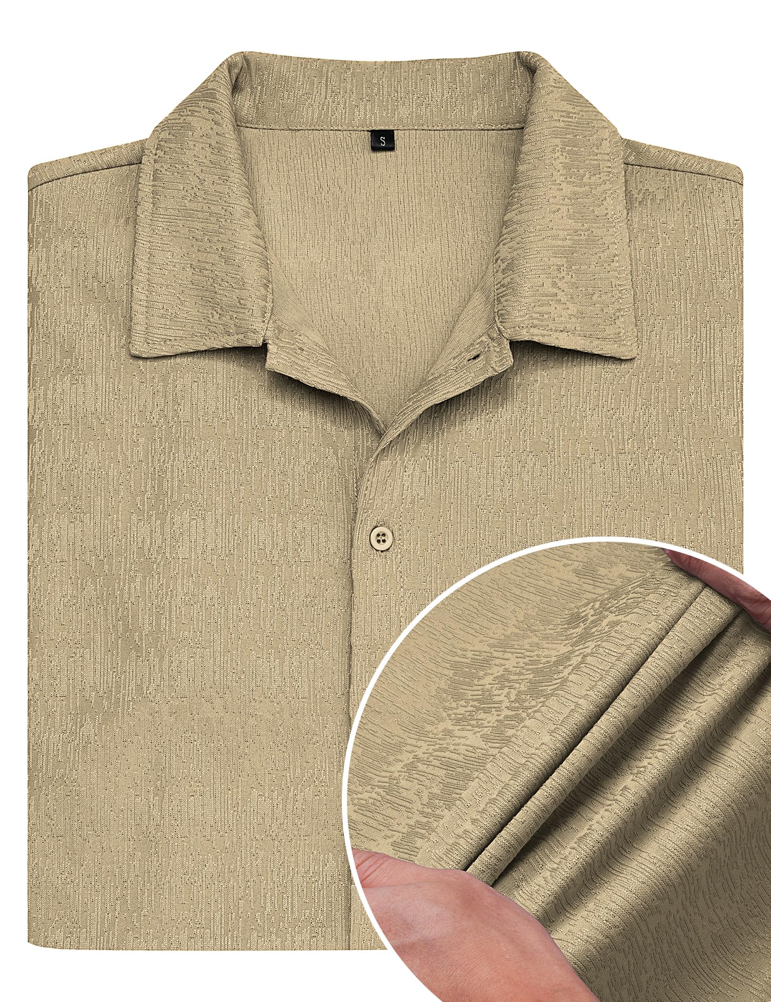 URRU Mens Short Sleeve Dress Shirts Stretch Wrinke Free Casual Button Down Untucked Summer Beach Shirt Light Army Green XL
