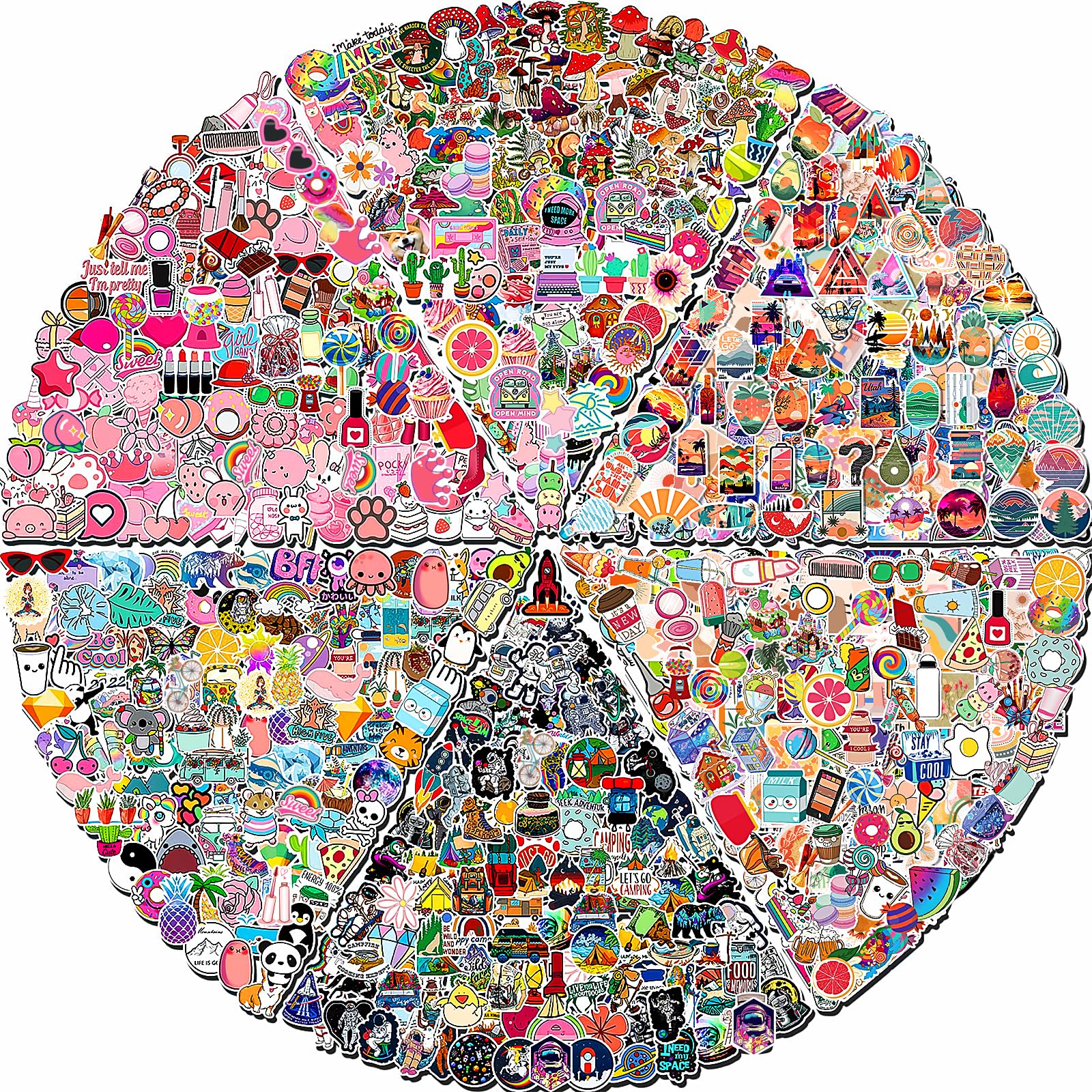 Arme 600 PCS Stickers Pack，Cute Colorful Waterproof Stickers，Vinyl Art Stickers.Valentine's Day Stickers for Water Bottles,Skateboards and Notebooks, Laptop Sticker for Teens Girls Kids Adults