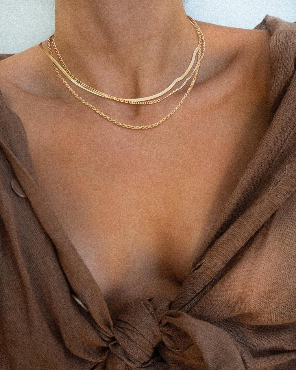 Freekiss Gold Herringbone Necklace for Women: Layered Chain Necklaces Dainty 14k Gold Plated Snake Cuban Rope Choker Necklace Stack Simple Chunky Womens Jewelry Gift