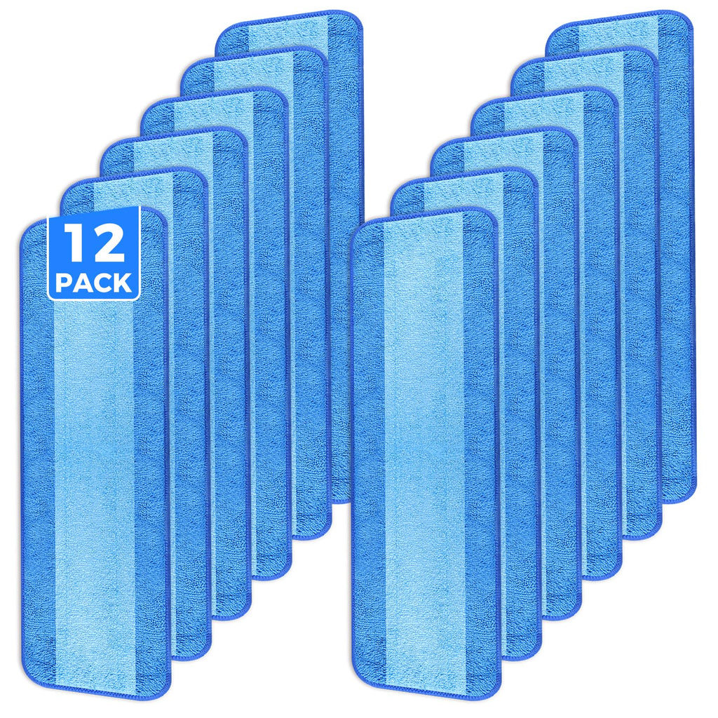 wlich 12-Pack Microfiber Cleaning Pads, 18-Inch Microfiber Mop Pads Compatible with Bona Mop, Washable and Reusable Mop Pad Refills for Hardwood Tile Laminate Floors