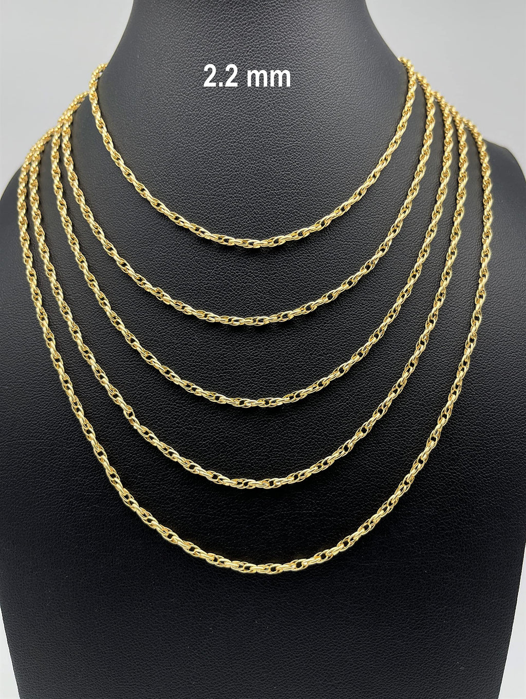 JEWELHEART 10K Real Gold Twisted Necklace For Women - 2.2mm Diamond Cut Braided Choker Link Chain - Dainty Yellow Gold Pendant Necklace with Lobster Clasp 14"