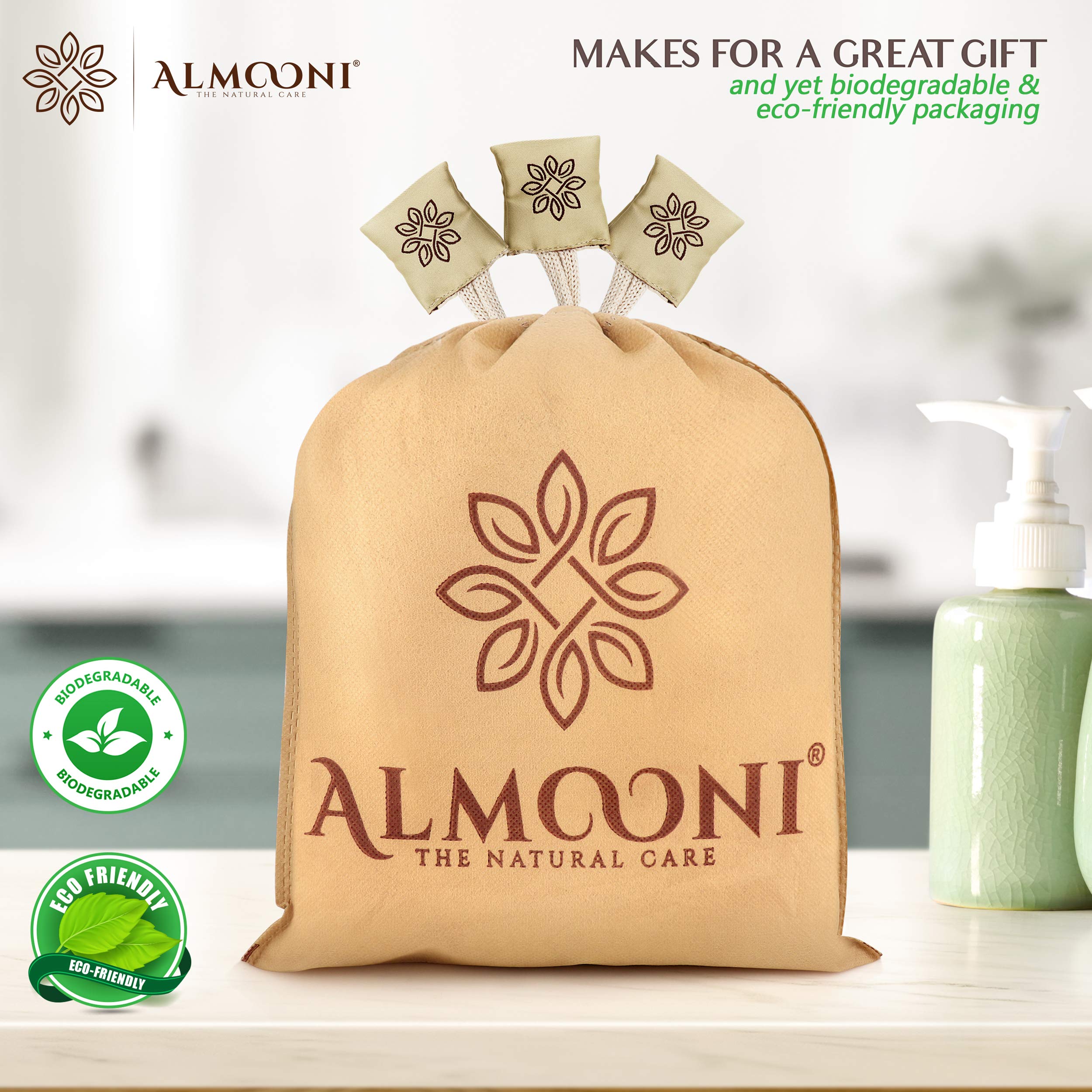 Almooni Egyptian Loofah Exfoliating Body Scrubber, Natural Real Egyptian Shower Loofah Sponge Body Scrubber for Women and Men, for Body and Face That Will Get You Clean - 3 Count (1 Pack)