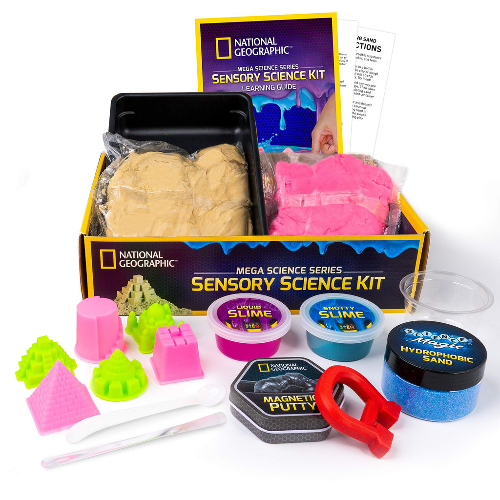National Geographic Sensory Science Kit - Mega Science Kit, Includes Sensory Play Sand for Kids, Slime, Putty, and Other Projects, Slime Kit for Boys and Girls, Stress Relief Toy (Amazon Exclusive)