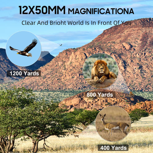 12x50 UHD Binoculars for Adults High Powered with Upgraded Phone Adapter - Large View, Lightweight, IPX7 Waterproof - Binoculars for Hunting Bird Watching Travel Cruise