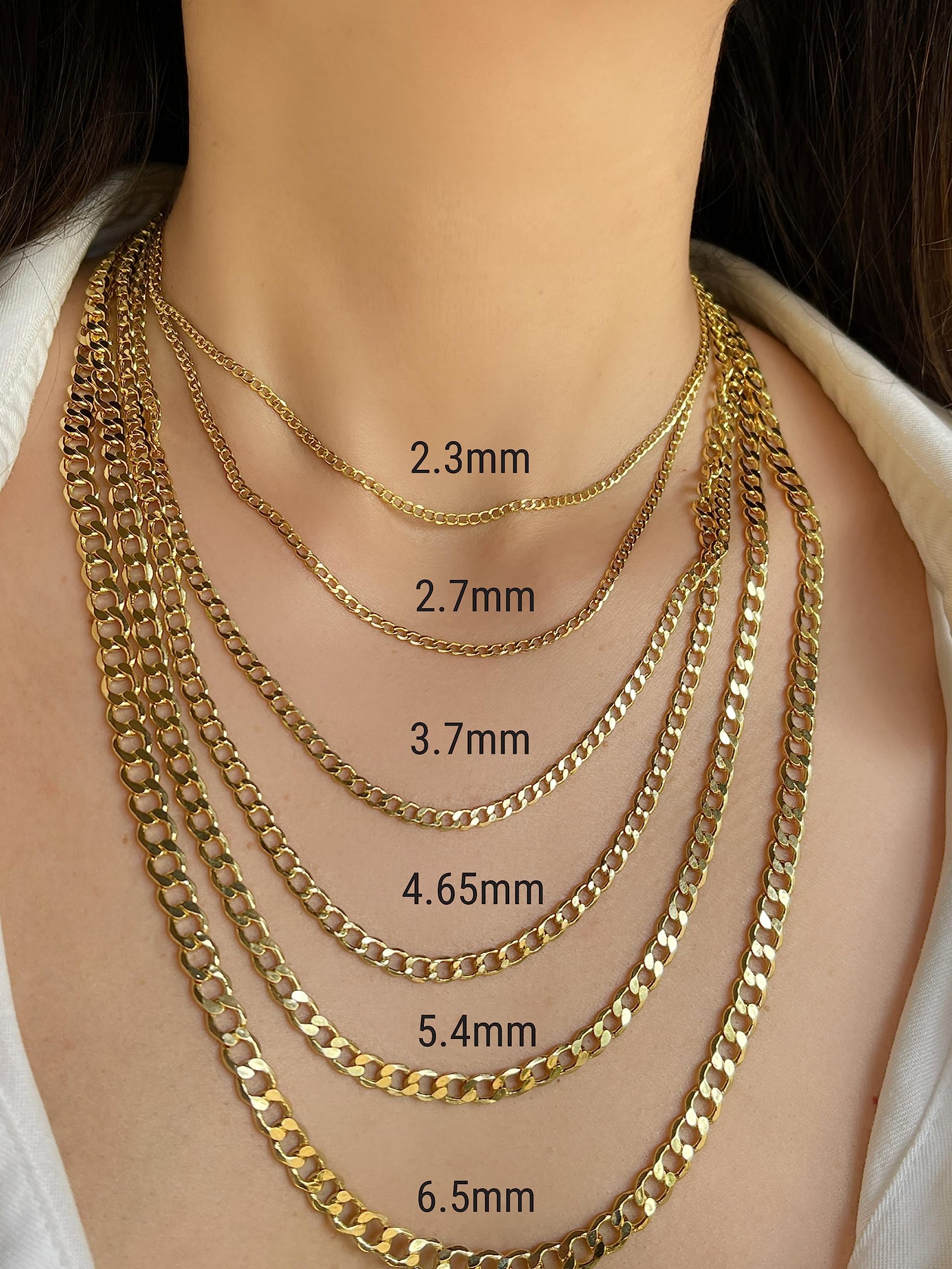 JEWELHEART 14K Gold Cuban Link Chain Men - 2.3mm Diamond Cut Open Link Thick Cuban Curb Chain - Yellow Real Gold Chain Necklace For Women with Lobster Clasp 16"