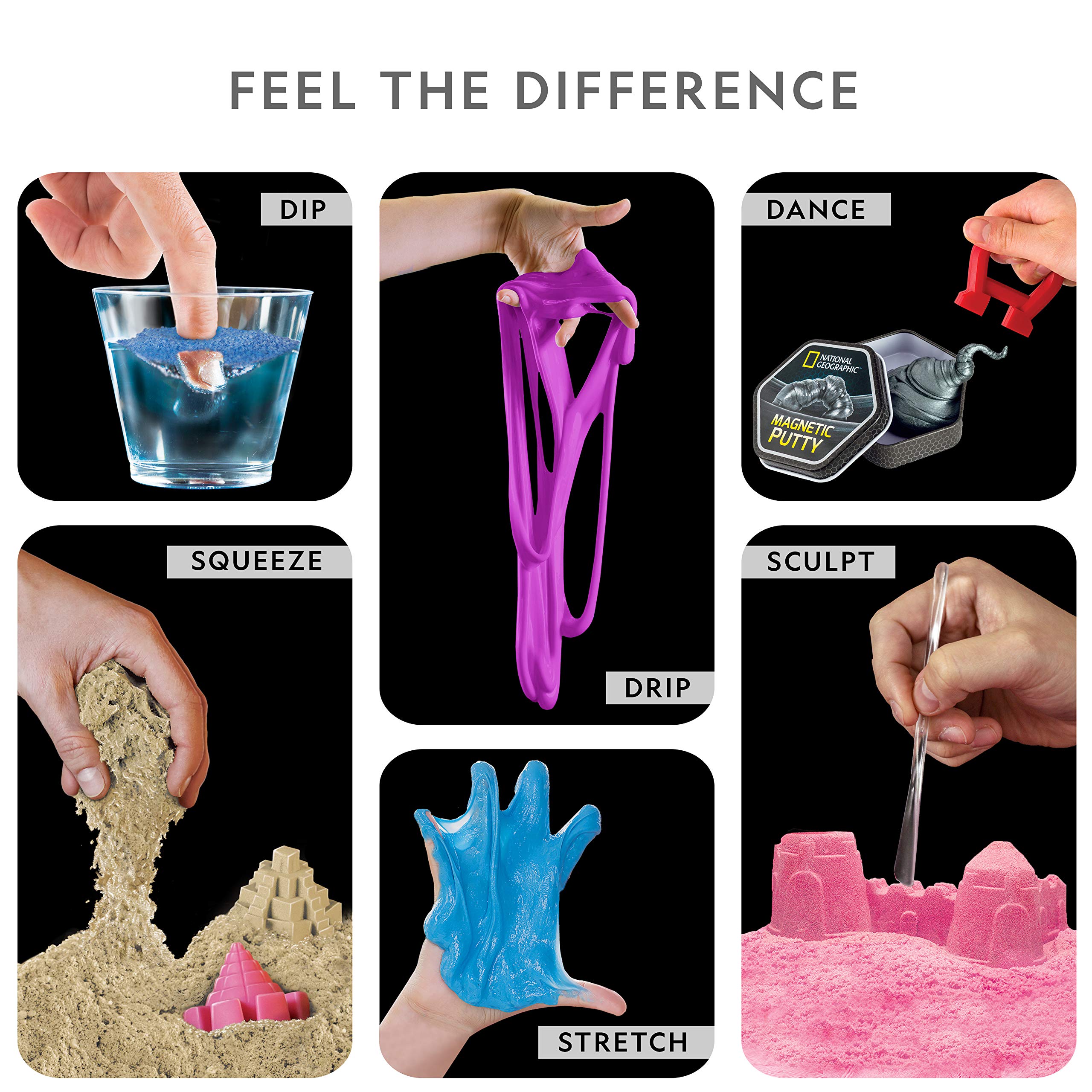 National Geographic Sensory Science Kit - Mega Science Kit, Includes Sensory Play Sand for Kids, Slime, Putty, and Other Projects, Slime Kit for Boys and Girls, Stress Relief Toy (Amazon Exclusive)