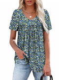 Womens Summer Tops Boho Trendy Short Sleeve Shirts for Women Casual Spring Outfits V Neck Blouses Beach Vacation Plus Size Clothes Resort Wear Cruise Essentials 2026 Oversized Hawaiian Maternity