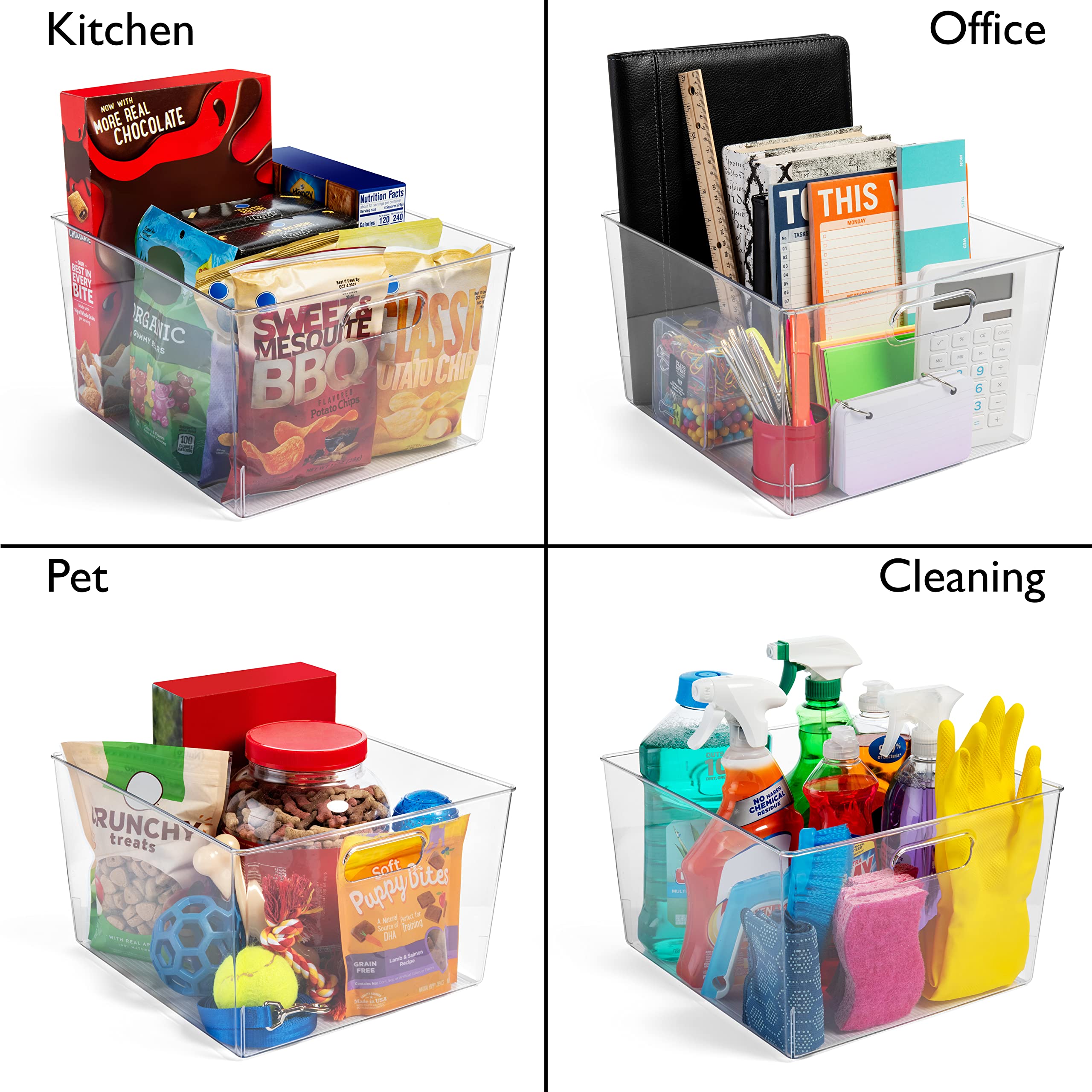 ClearSpace Clear Plastic Storage Bins – XL 8 Pack Perfect Kitchen or Pantry Organization Fridge Organizer and Storage Bins, Cabinet Organizers