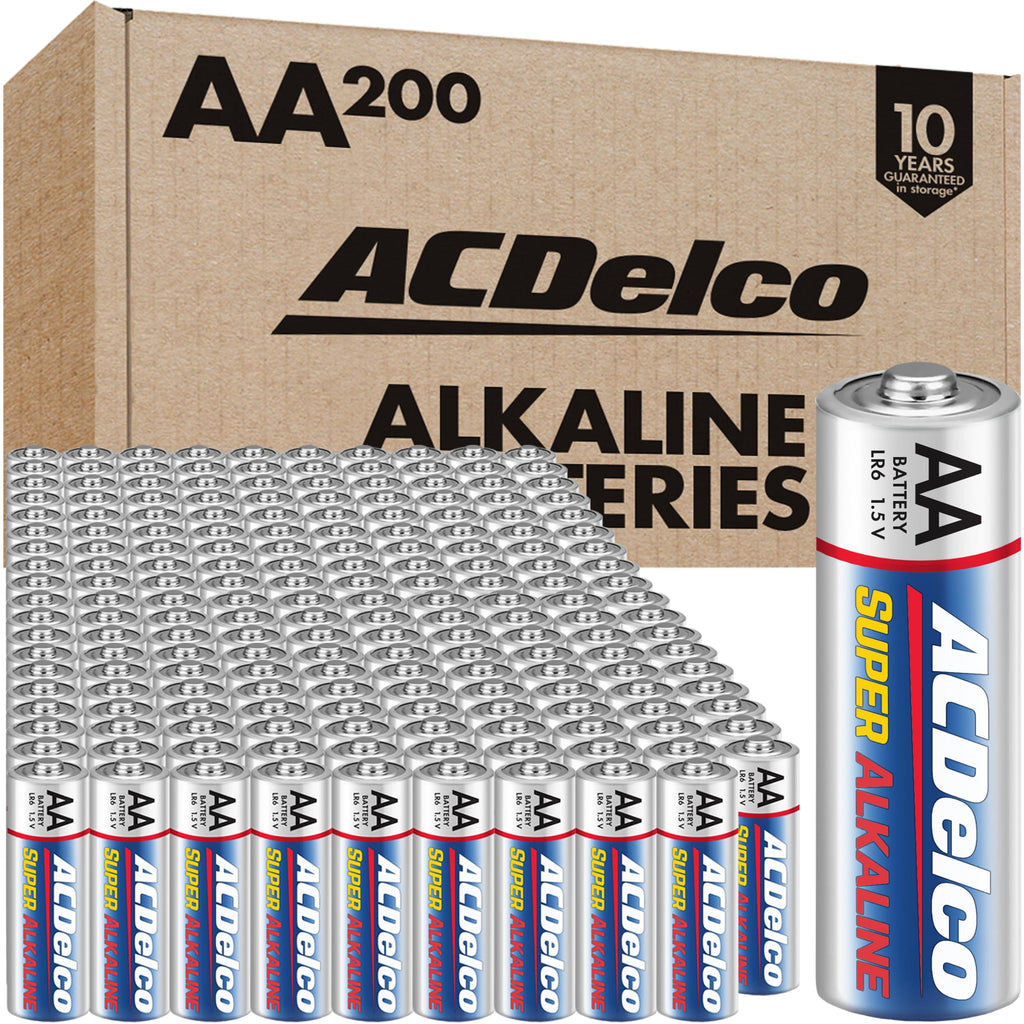 Powermax ACDelco 200-Count AA Batteries, Super Alkaline Battery, 10-Year Shelf Life, Recloseable Packaging