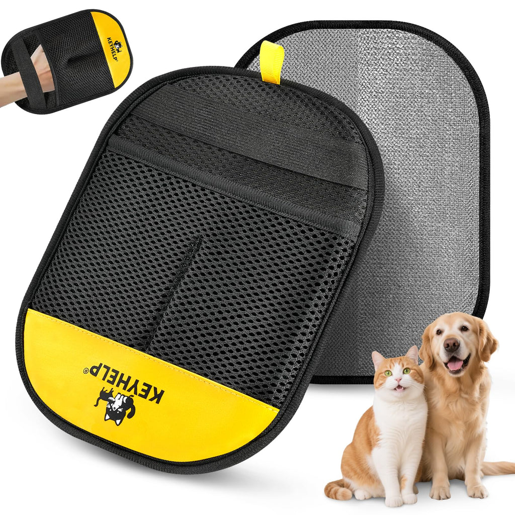KEYHELP Pet Hair Removal Glove for Dogs & Cats, Newly Upgraded Reusable Electrostatic Pet Hair Glove, Pet Hair Remover Tool for Clothing, Couch, Bed, Carpet, Car Seat