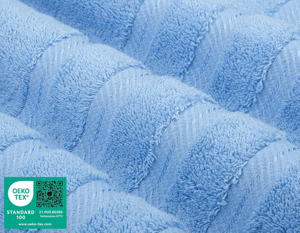 American Soft Linen Luxury 6 Piece Towel Set, 2 Bath Towels 2 Hand Towel 2 Washcloths, 600 GSM 100% Cotton Turkish Towels for Bathroom, Sky Blue Towel Sets