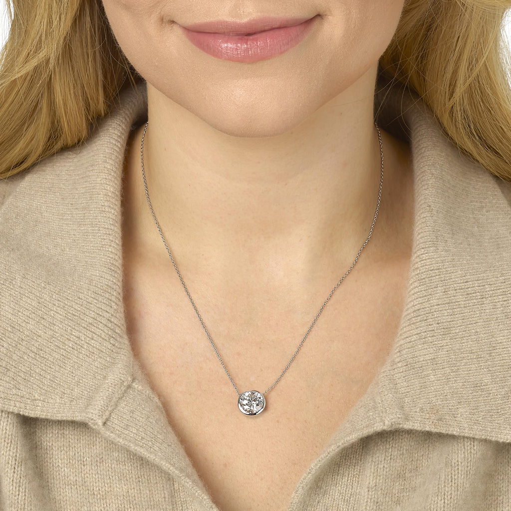 Carbon Atelier IGI Certified 3 Carat Brilliant Cut Lab Grown Diamond Round Solitaire Pendant Necklace for Women I 14k White Gold Necklace (G-H, VS1-VS2, cttw) I 18 Inch Long Chain I Lobster Claw