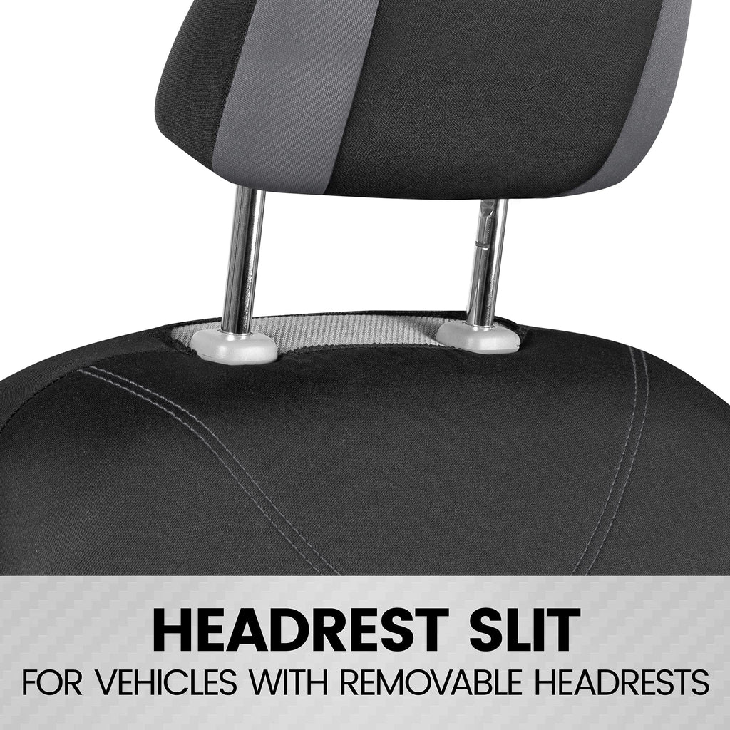 BDK UltraSleek Gray Seat Covers for Cars, Two-Tone Front Seat Covers with Matching Back Car Seat Cover, Made to Fit Most Auto Truck Van SUV, Interior Car Accessories, Car Seat Covers Full Set - Gray