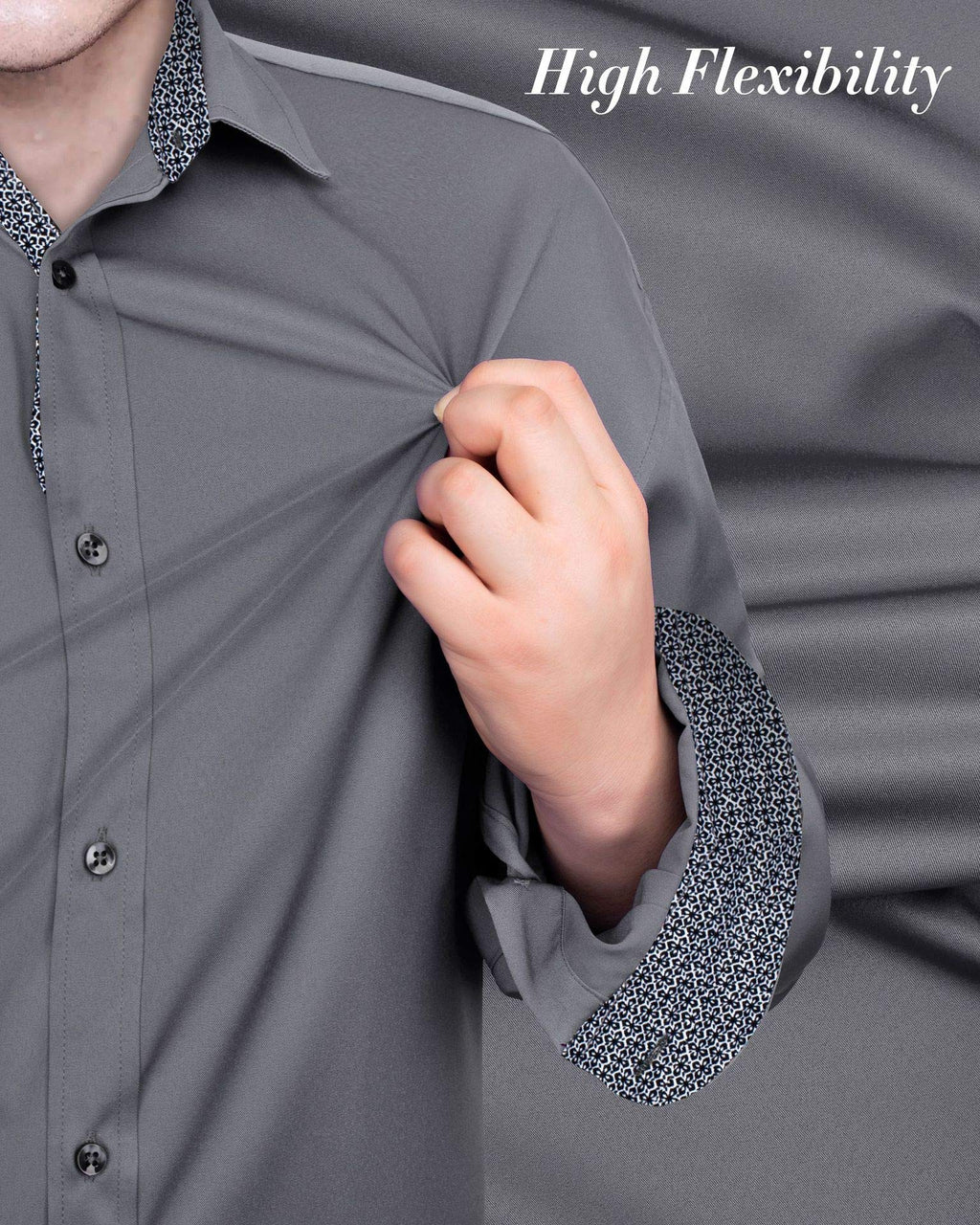 J.VER Mens Dress Shirts Stretch Wrinkle Free Button Down Shirt Casual Long Sleeve Business Formal Stylish Tops Grey Small