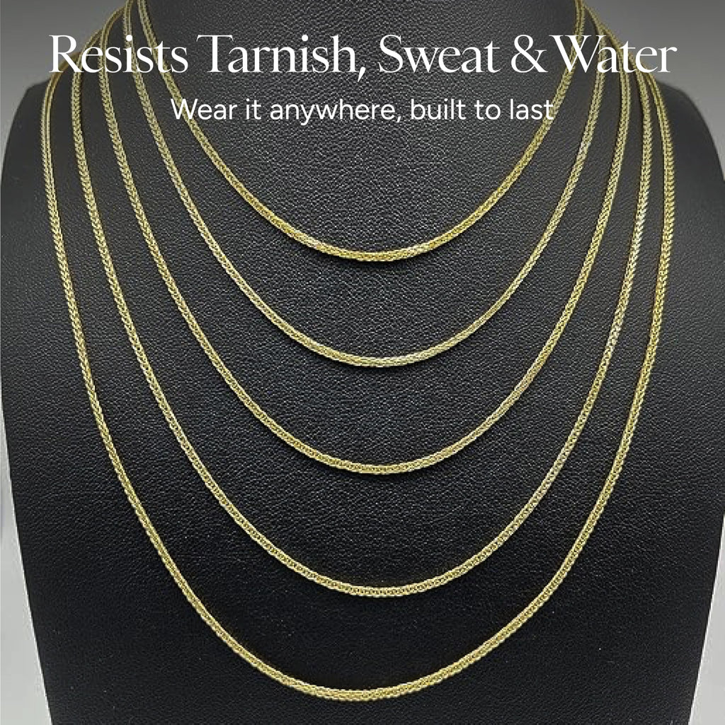 JEWELHEART 14K Gold Square Wheat Chain Necklace - 3.2mm Braided Yellow Gold Necklace For Men Foxtail Gold Chain Diamond Cut Real Gold Chain Pendant Necklace For Women with Lobster Clasp 24"