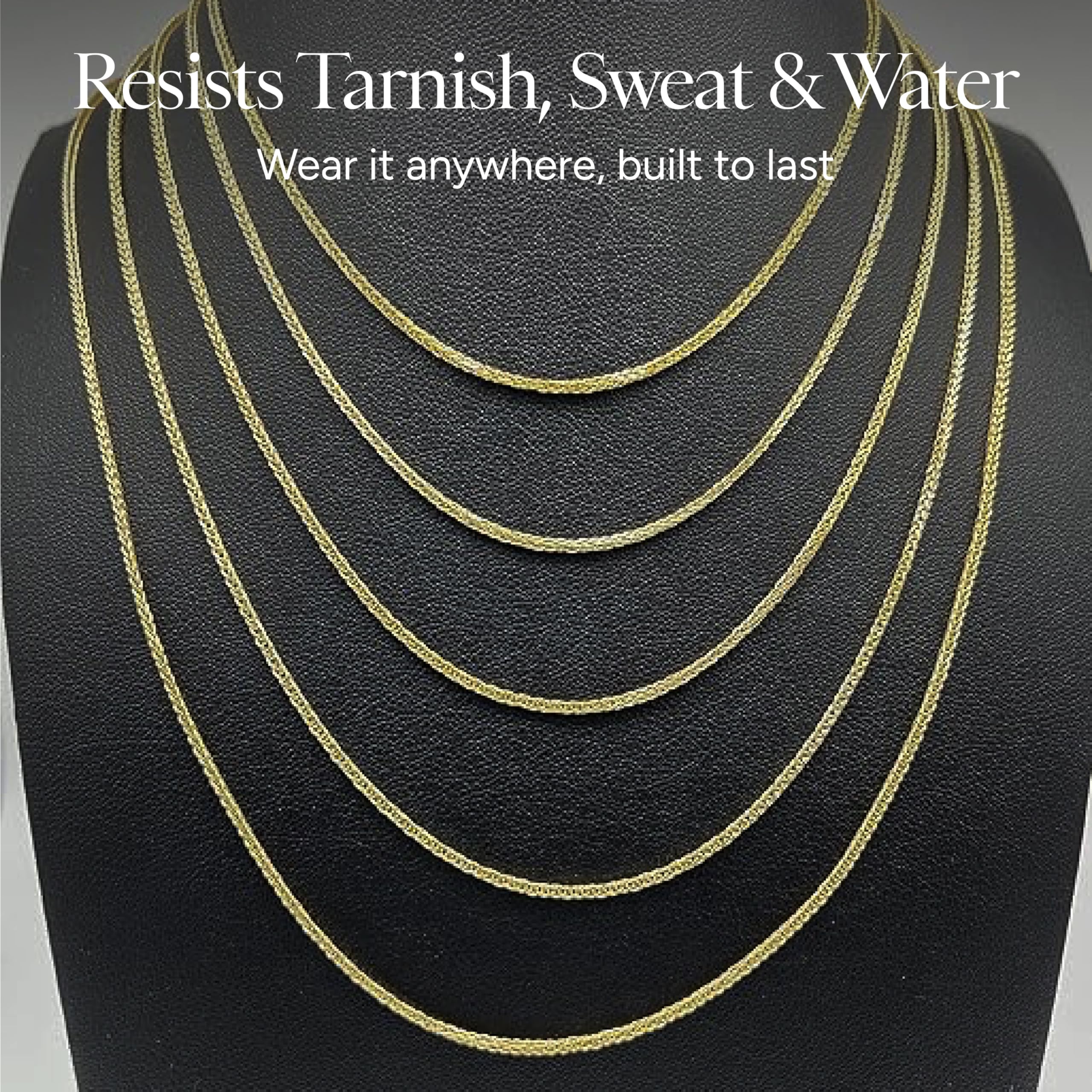 JEWELHEART 14K Gold Square Wheat Chain Necklace - 1.7mm Braided Thin Yellow Gold Chain Dainty Gold Necklace Diamond Cut Real Gold Chain Necklace For Women with Lobster Clasp 20"