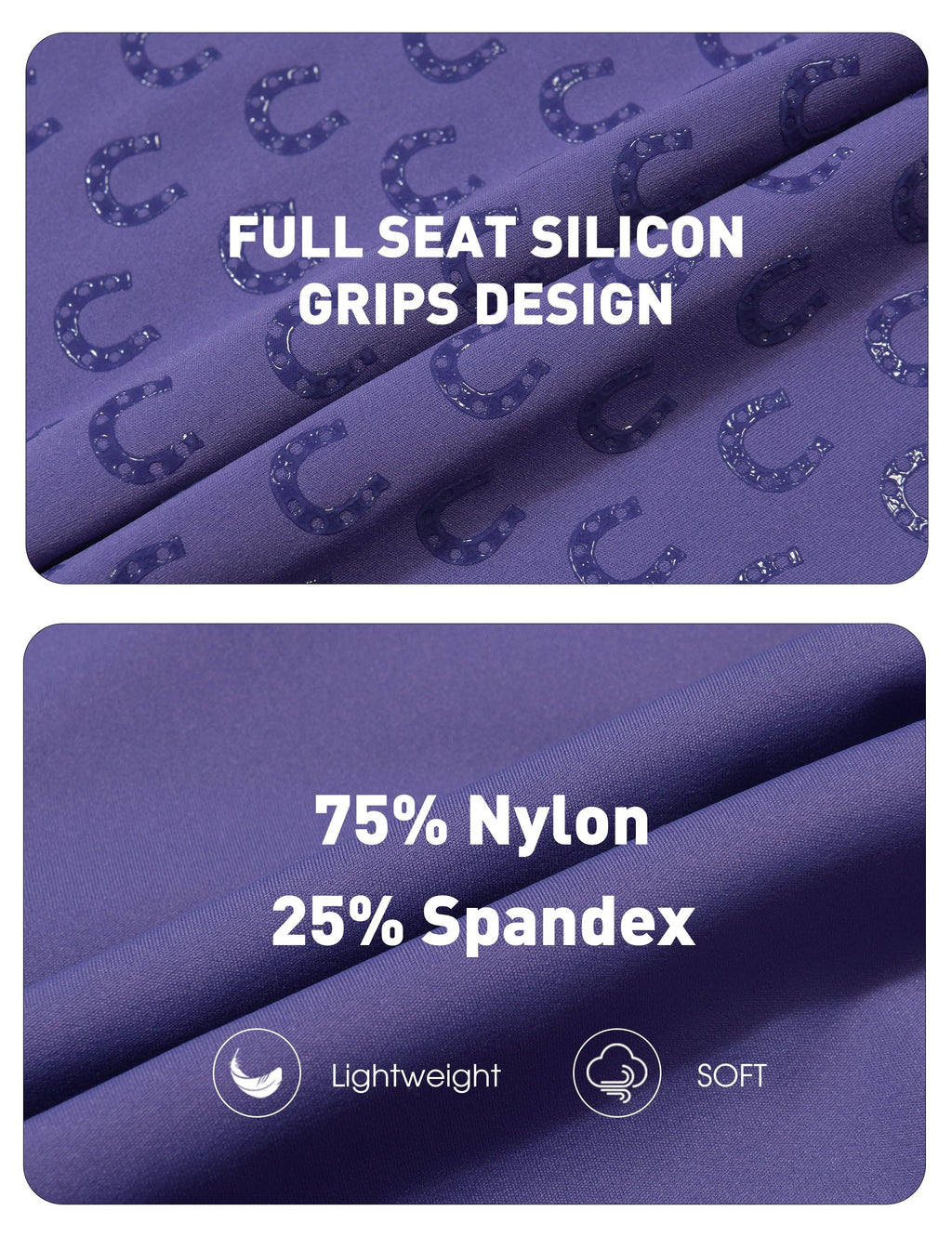 FitsT4 Sports Girls Riding Pants Full Seat High Waist Kids Equestrian Breeches Horse Schooling Tights Zipper Pockets Purple Size S