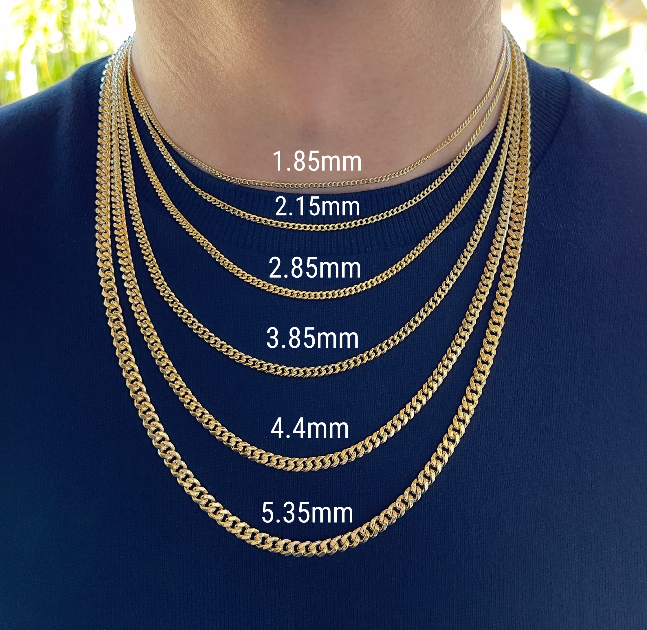 JEWELHEART 14K Gold Miami Cuban Link Chain Men - 2.15mm Diamond Cut Cuban Curb Chain - Dainty Yellow Real Gold Necklaces For Women with Lobster Clasp 22"