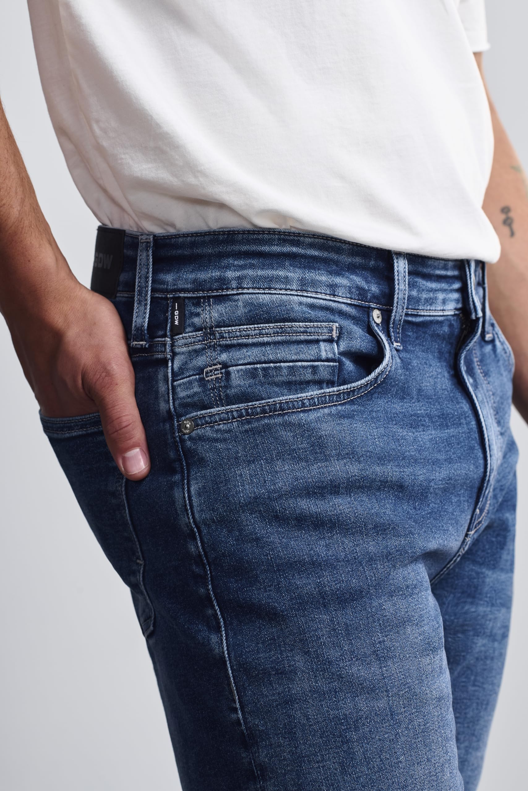 General Denim Works Bridge Men's Regular Rise Straight Leg Jeans, Mid Brushed Denim, 36x30