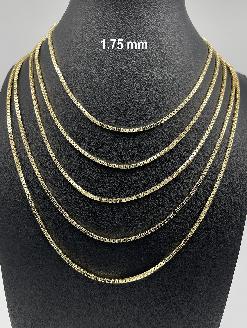 JEWELHEART 14K Real Gold Box Chain - 1.75mm Diamond Cut Yellow Gold Link Chain Necklace For Men - Dainty Gold Pendant Necklace For Women with Lobster Clasp 20"