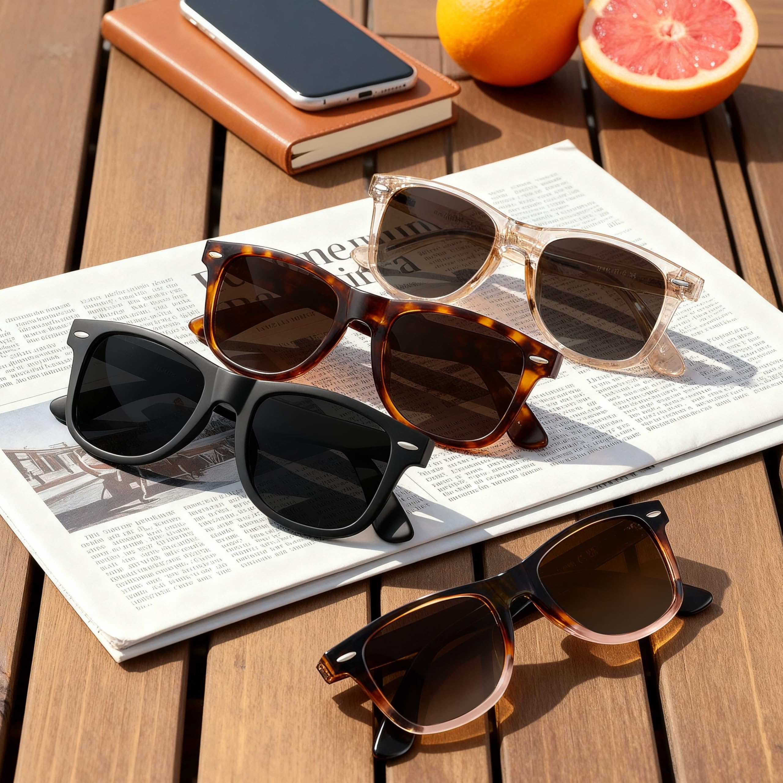 MEETSUN Polarized Sunglasses for Women Men Classic Retro Sun Glasses for Driving UV400 (3 Pack) Black Brown Gradient