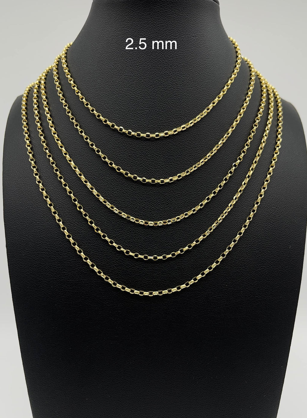 JEWELHEART 14K Yellow Real Gold Rolo Chain 2.5mm Diamond Cut Trendy Round Link Chain Pendant Necklace For Women with Lobster Clasp 20"