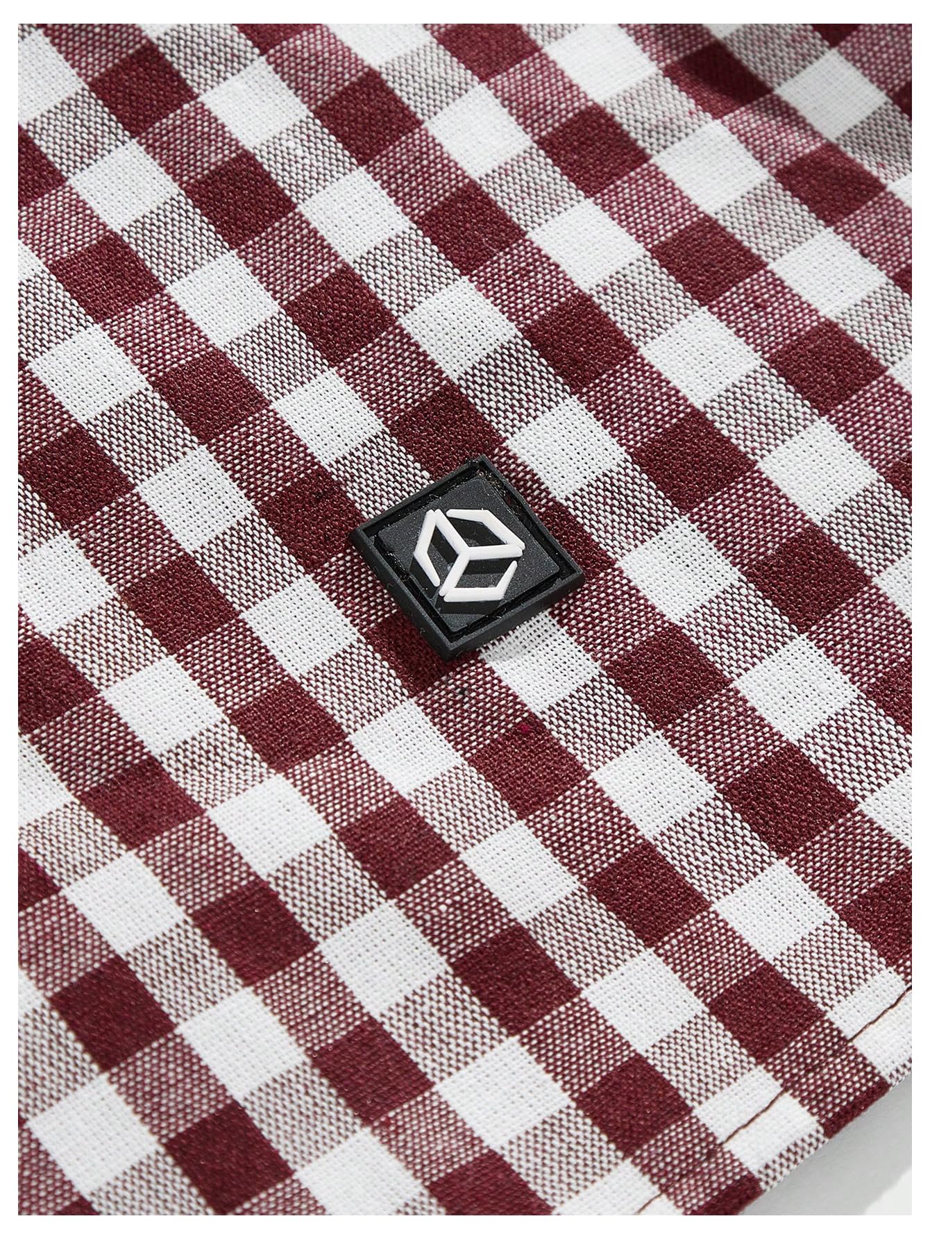 SHENHE Men's Plaid Button Down Short Sleeve Cropped Shirt Gingham Collared Shirt Top Red XX-Small