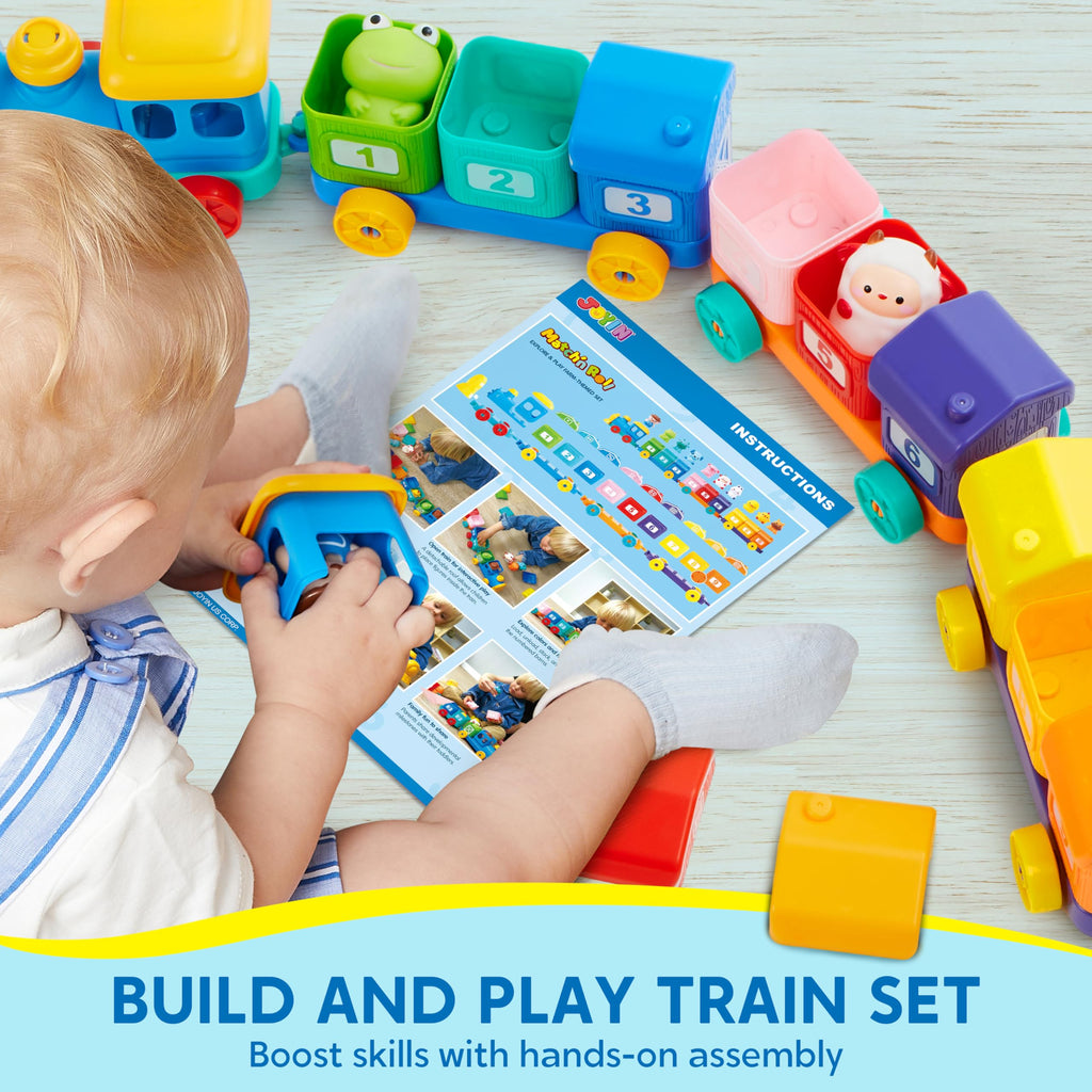 Play-Act Learning Toy for Toddlers 1 2 3 Years Old, Counting, Matching & Sorting Montessori Learning Farm Train Including 9 Farm Animals, Easter Basket Stuffers Birthday Gift for Baby Boys Girls