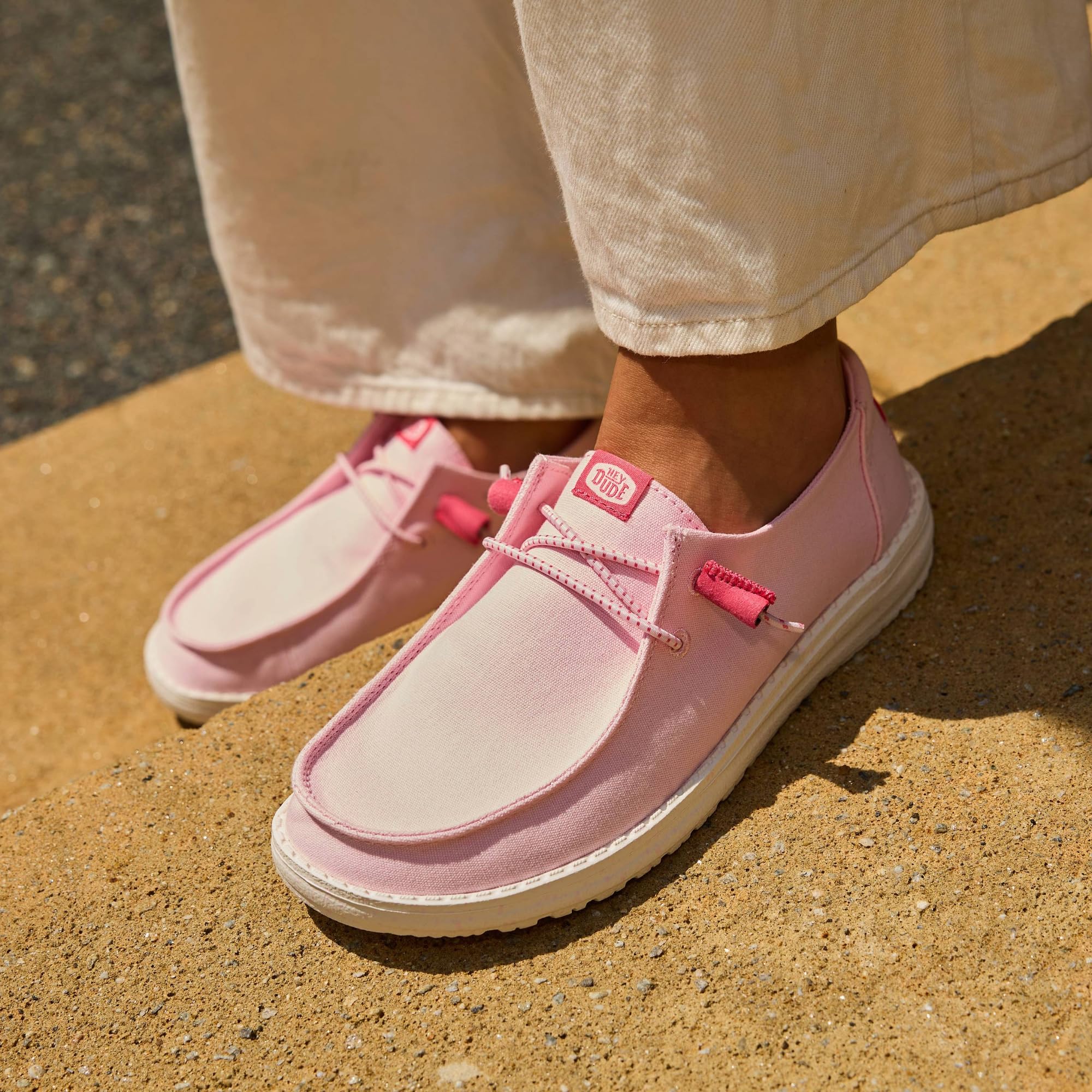 HEYDUDE Wendy Canvas Light Pink Size 8, Women’s Shoes, Slip-on Loafers, Comfortable & Light-Weight