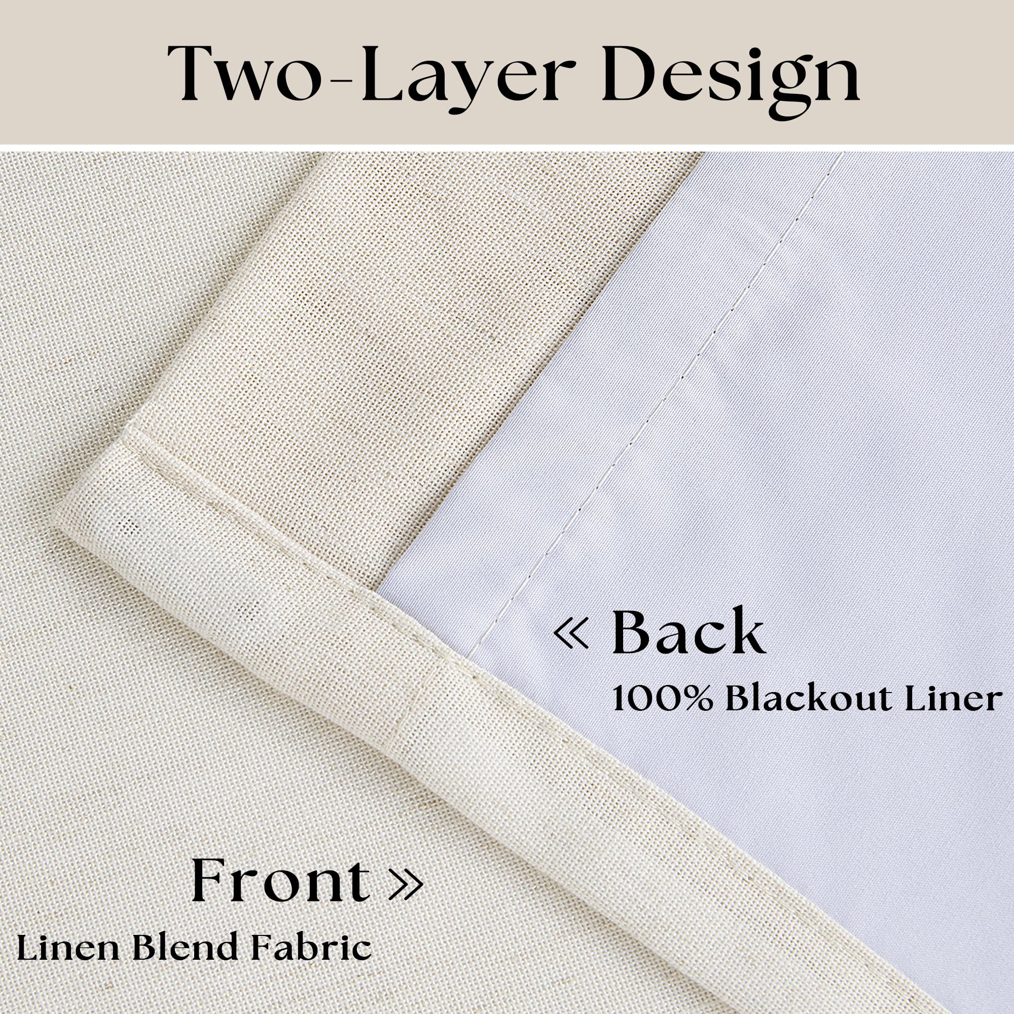 Natural Linen 100% Black Out Pinch Pleated Curtains 108 Inches Long 2 Panels Set for Bedroom Cream Back Tab Thermal Insulated Energy Efficient Blackout Curtains Living Room High Ceiling Length 9 Ft
