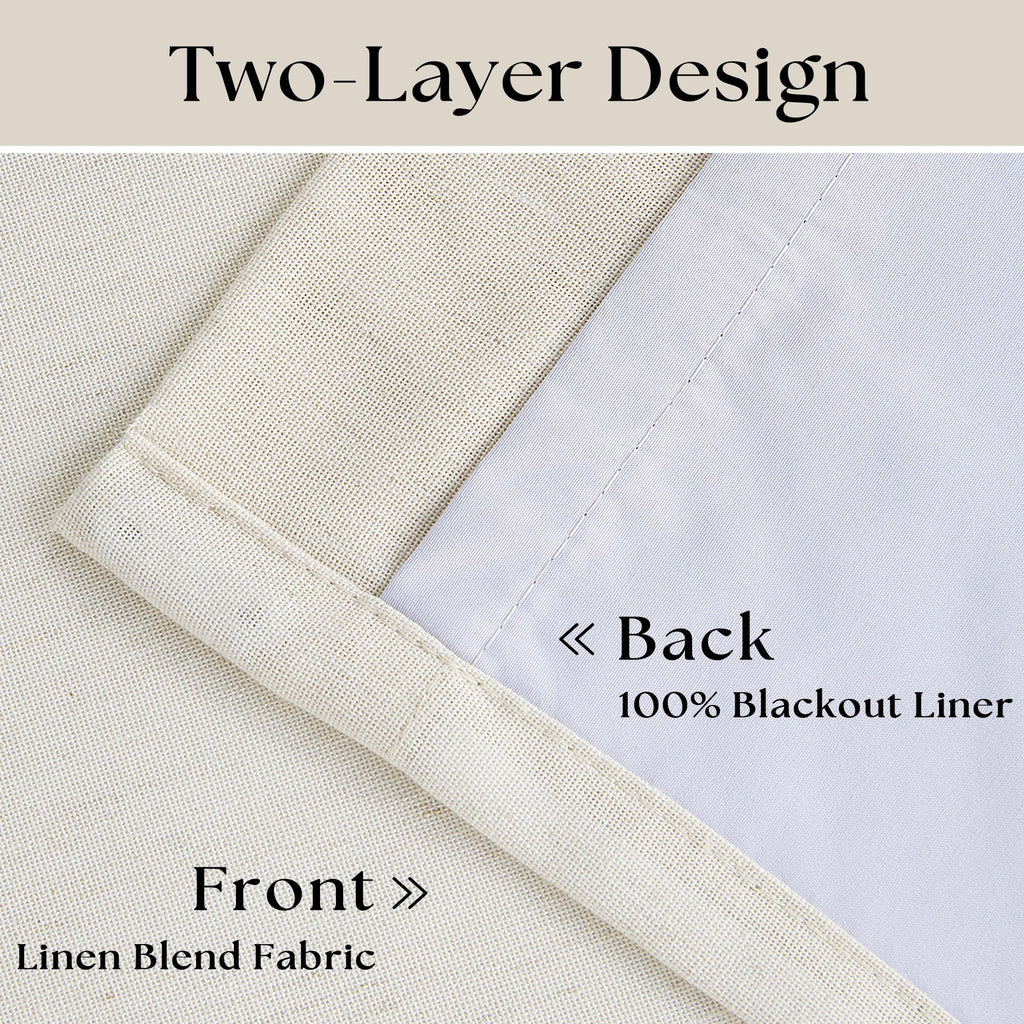 Natural Cream Linen Black Out Curtains 120 Inch Long for Living Room Bedroom 1 Panel Room Darkening Pinch Pleated Back Tab Extra Long Blackout Curtains Boho Farmhouse Thermal Insulated Drapes 60x120