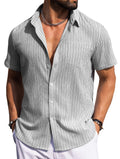 Sailwind Men's Casual Button Down Shirts Short Sleeve Striped Beach Summer Vacation Shirt with Pocket