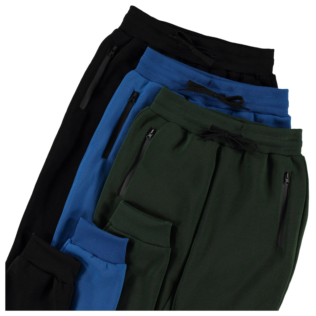 PURE CHAMP 3Pk Boys Sweatpants Fleece Athletic Workout Kids Clothes Boys Joggers with Zipper Pocket and Drawstring Size 4-20 (SET5 Size 6/7)