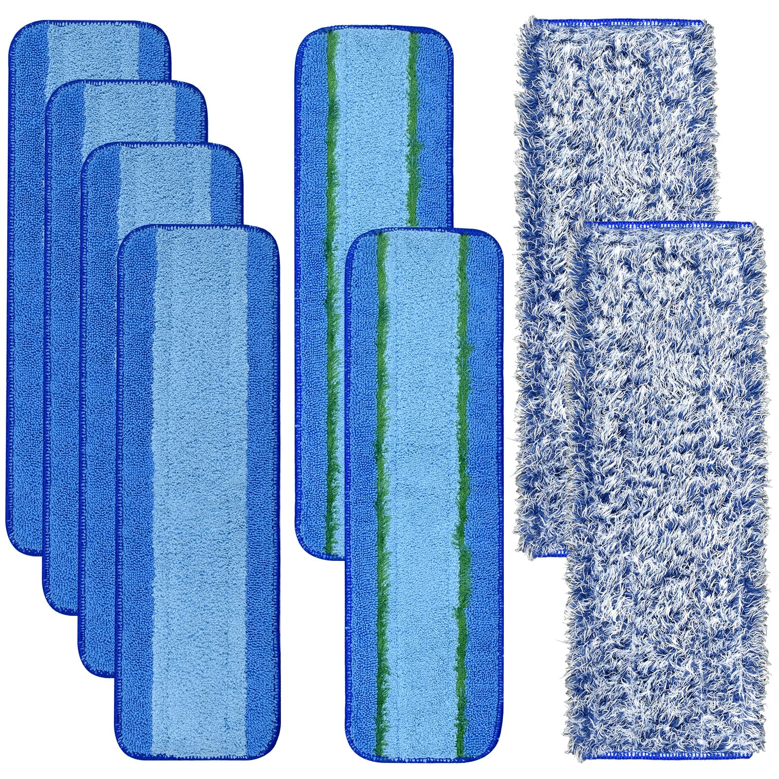 8 Pack Microfiber Cleaning Pad for Bona Mop Hardwood & Hard Surface Floors Dry and Wet Floor Cleaning - Includes 4 Microfiber Cleaning Pad, 2 Deep Clean Pads and 2 Dusting Pad - Dual Zone Cleaning