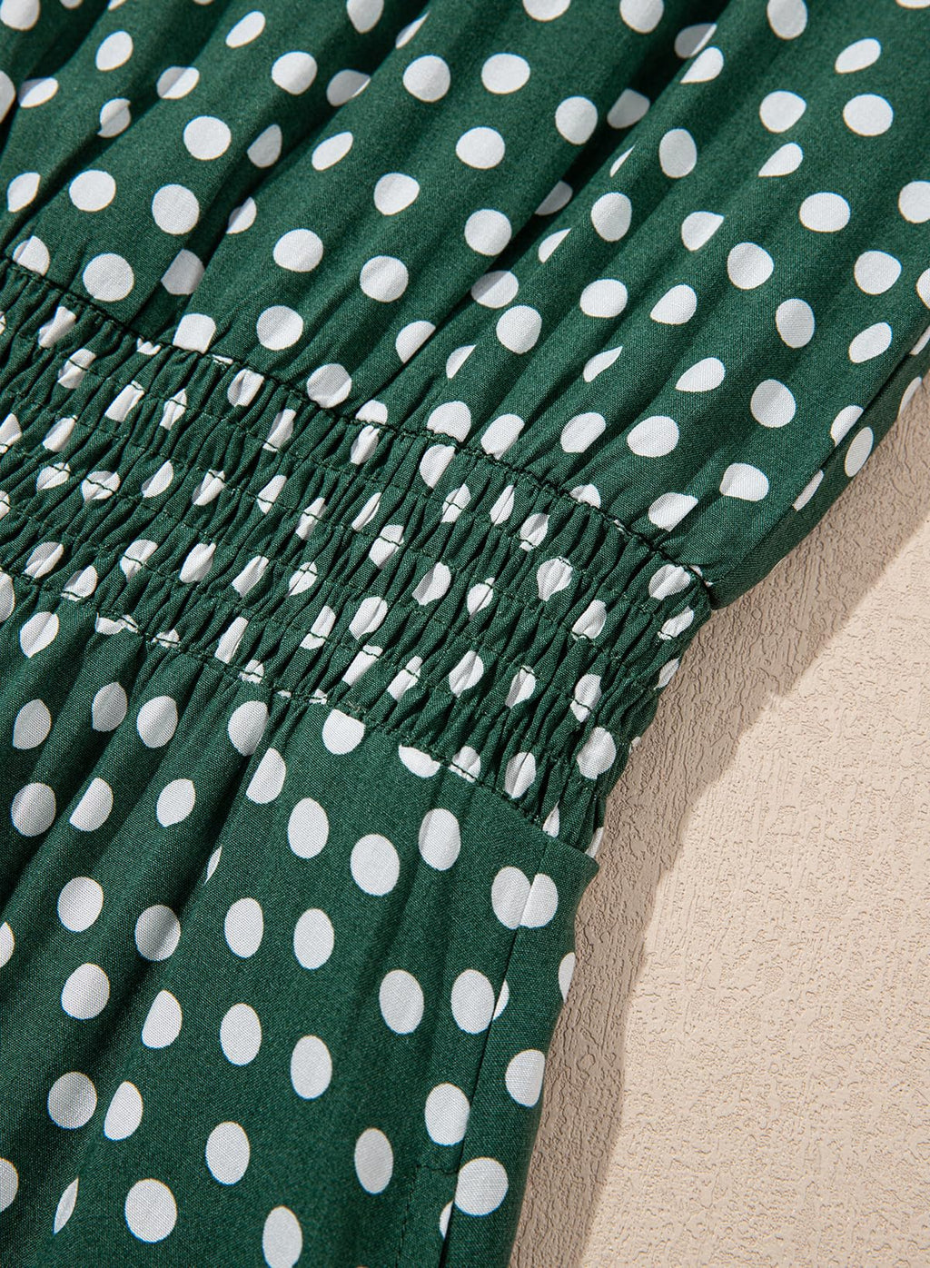 Dokotoo Spring Dresses for Women 2026 Womens Empire Waist Smocked A Line Midi Maxi Dress Polka Dot Flutter Short Sleeve Flowy Summer Casual Boho Dress Easter Green Large