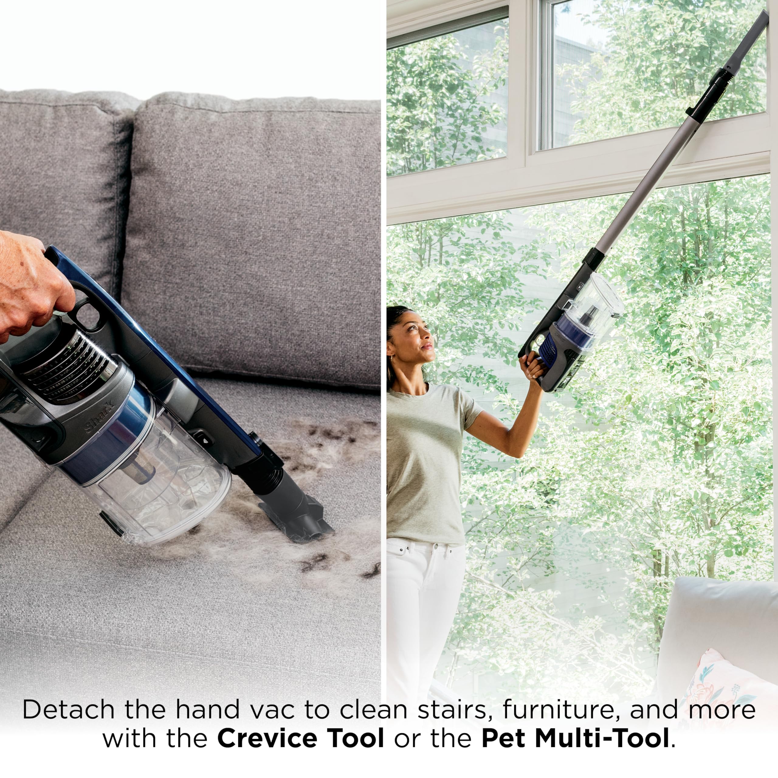 Shark | Pet Cordless Vacuum Cleaner | LED Headlights | Removable Handheld Vacuum for Pet Hair | Crevice Tool & Pet Multi-Tool Included | 40min Runtime | For Carpet & Hard Floors | Grey | IX141