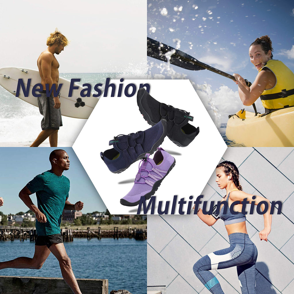 Mishansha Water Shoes for Women Men, Quick-Dry Barefoot Swim Shoes with Drainage Holes, Lightweight Aqua Shoe for Beach Pool River Boating Yoga Walking 8 Women/6.5 Men Light Purple