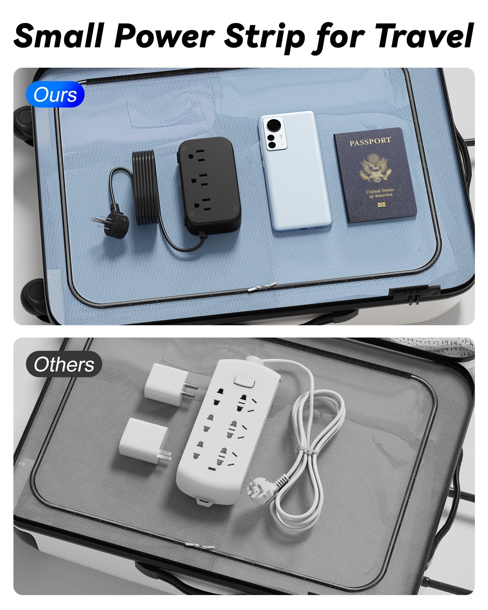 Power Strip with USB C Ports, 30W USB C Charging Station with 2 Outlets 3 USB C & 2 USB A, Travel Charger for Multiple Devices, 5FT Flat Extension Cord Non Surge Protector for Cruise Ship Travel Home