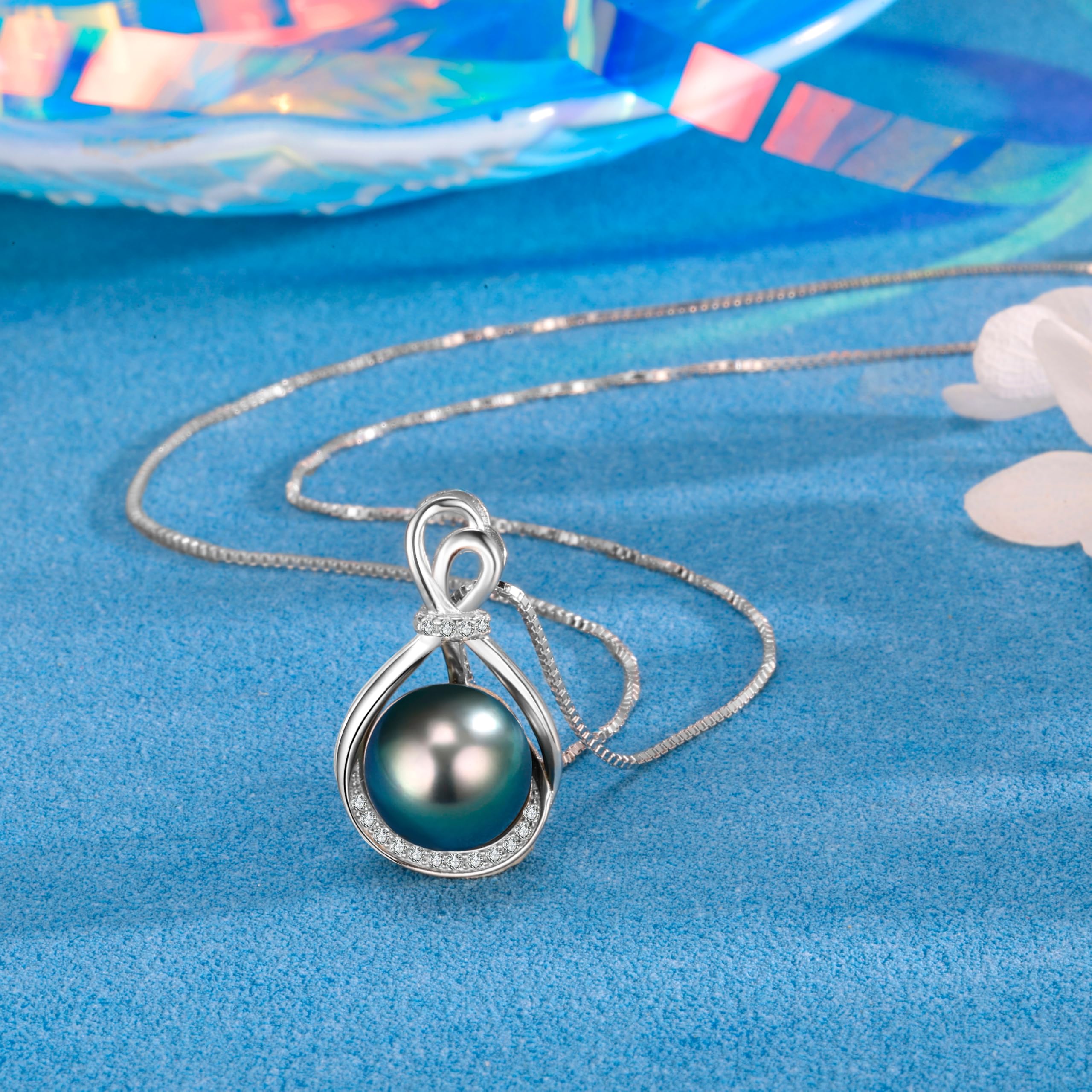 NONNYL Valentine's Day Gifts for Her Birthday Gift for Women Her Mom Wife Girlfriend Grandma on Tahitian Black Pearl Necklace for Women Mothers Day Christmas Anniversary Romantic Luxury Jewelry